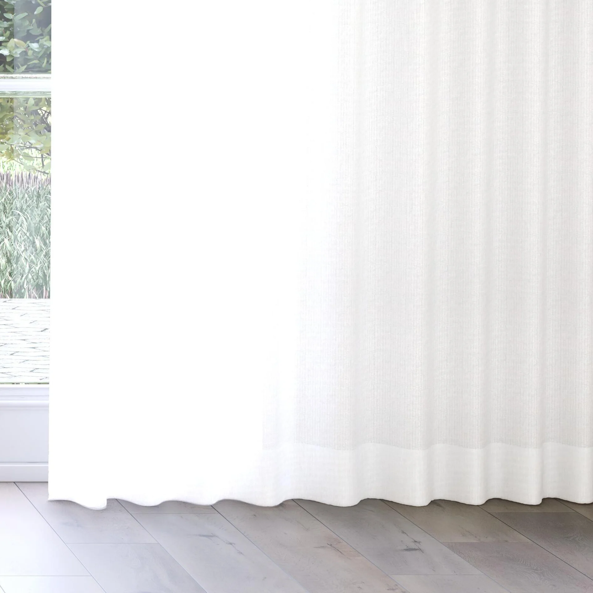 Bottom view of Crystal Ivory, on curtain rail