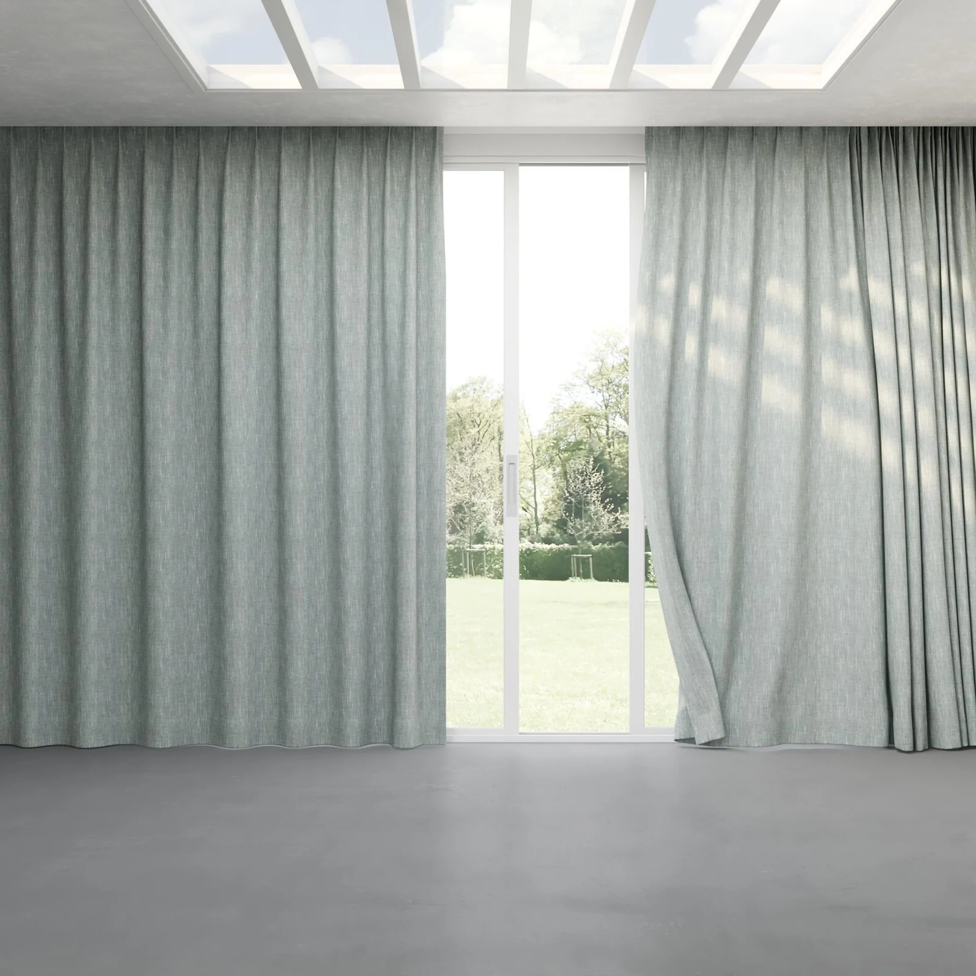 Full view of Dryland Spa, pinch pleat