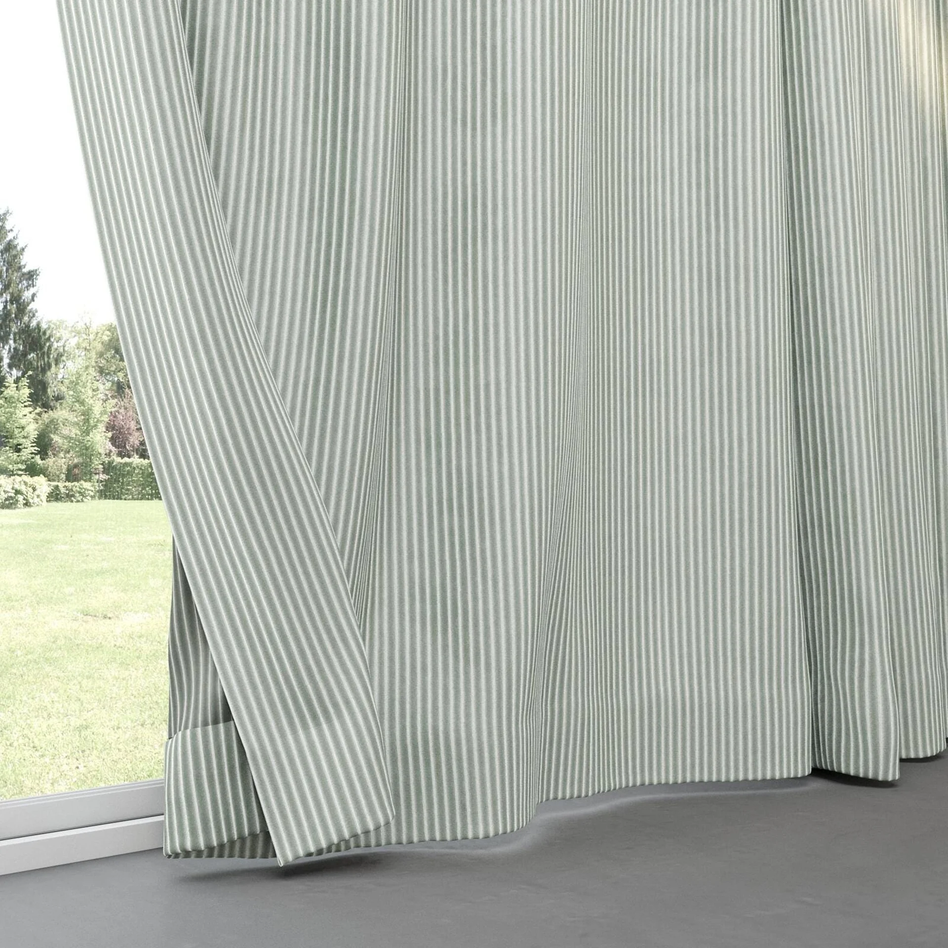 Bottom view of Embrace Mint, pinch pleat