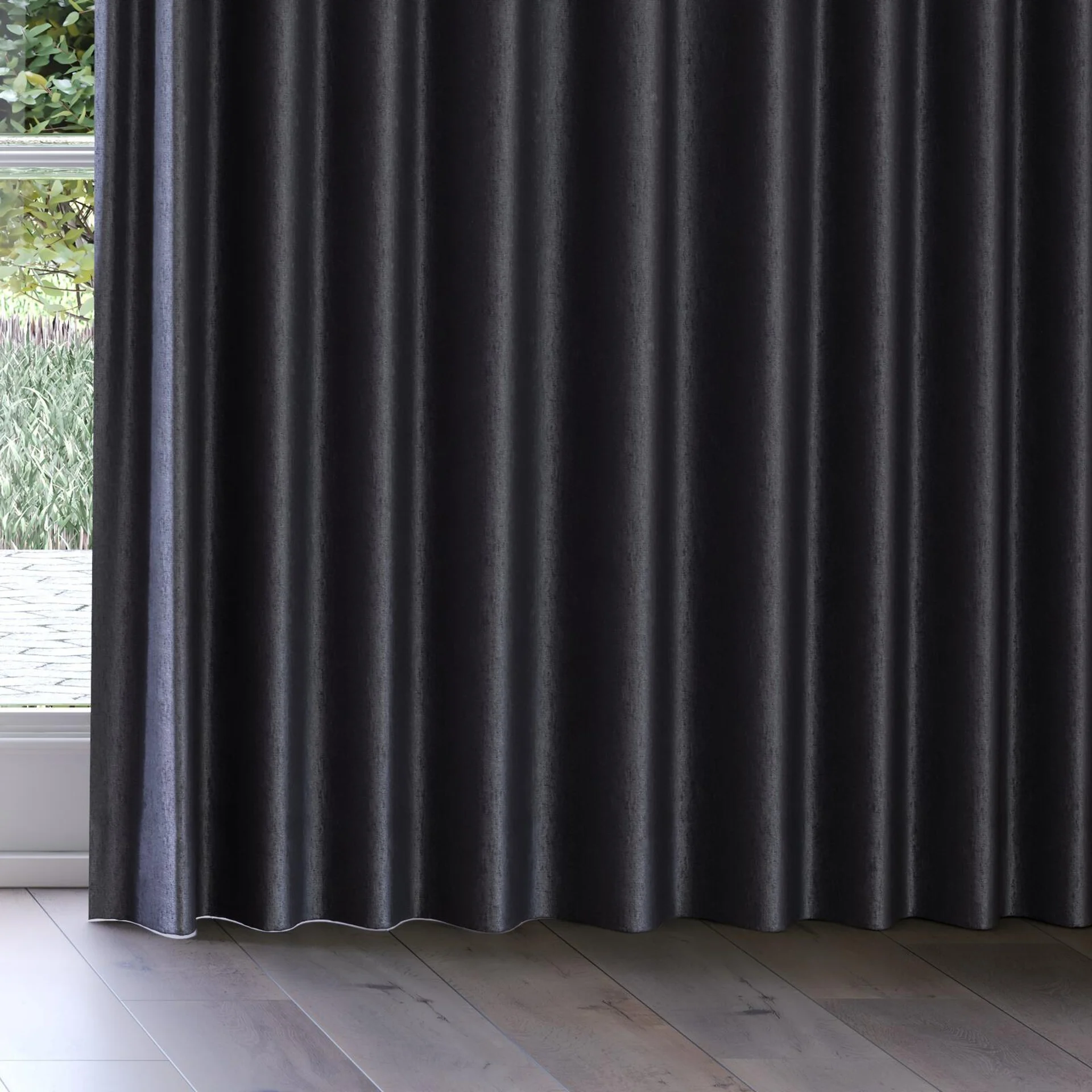 Bottom view of Recharge Anthracite, on curtain rail