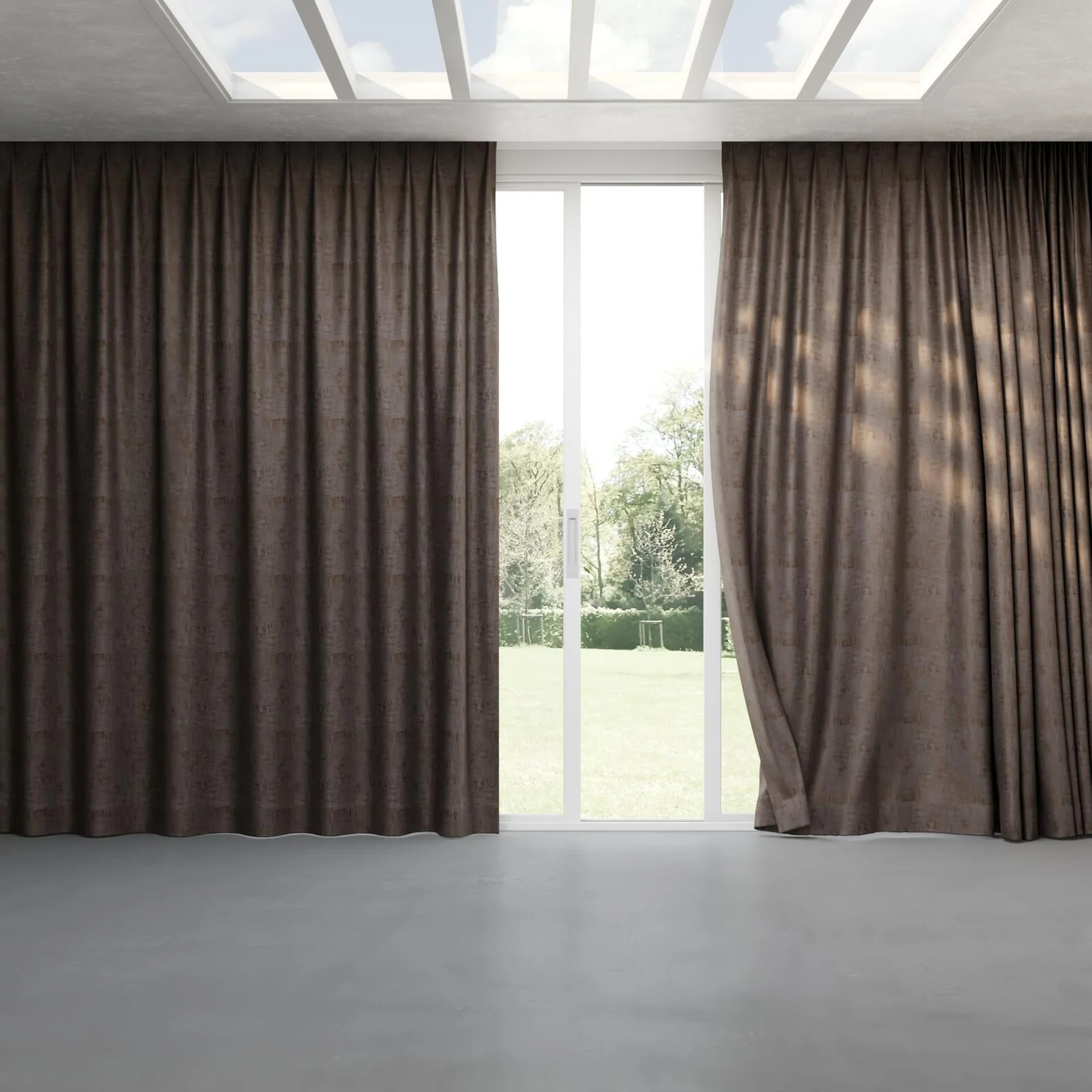 Full view of Gloria Charcoal, pinch pleat