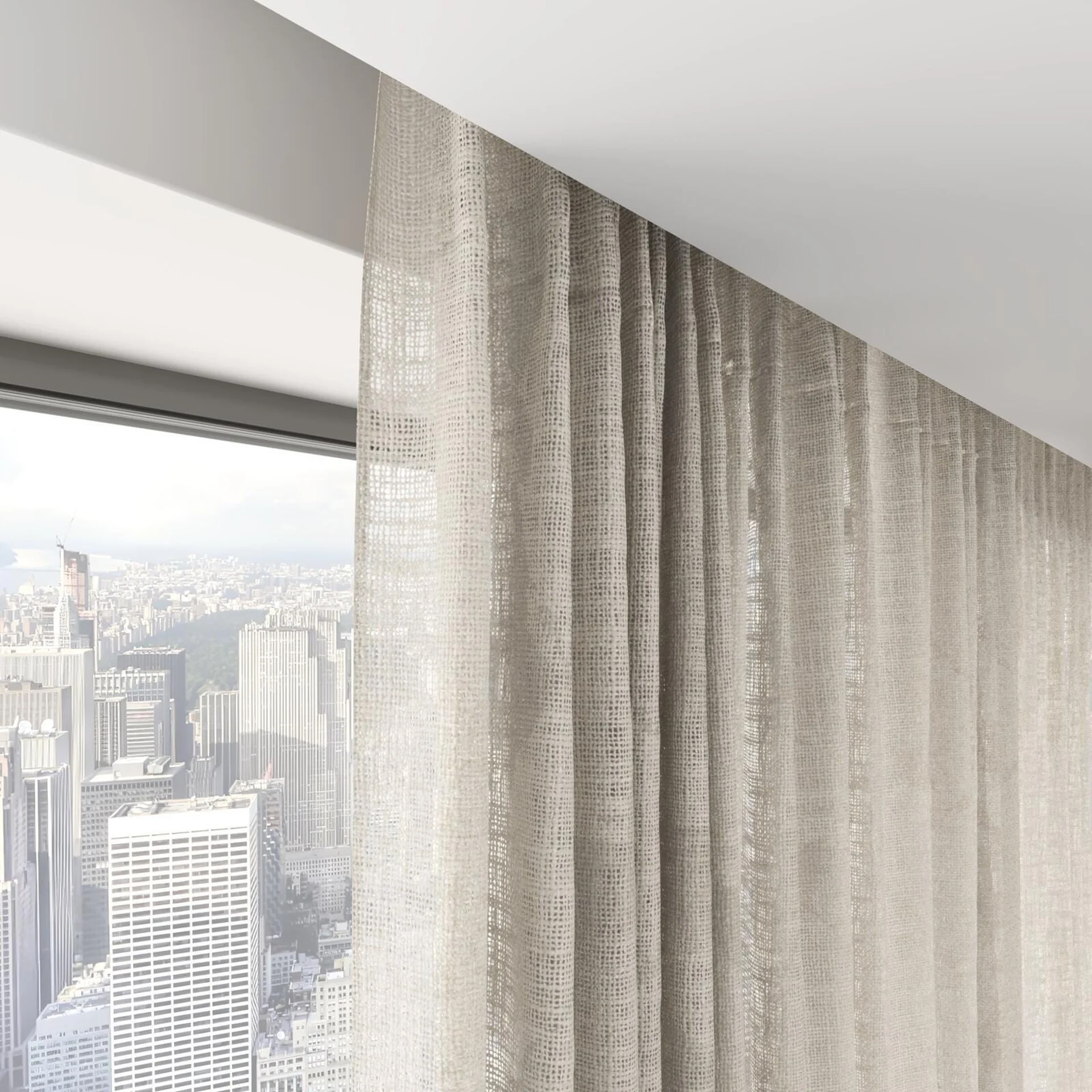Top view of Adobe Linen, on hidden rail