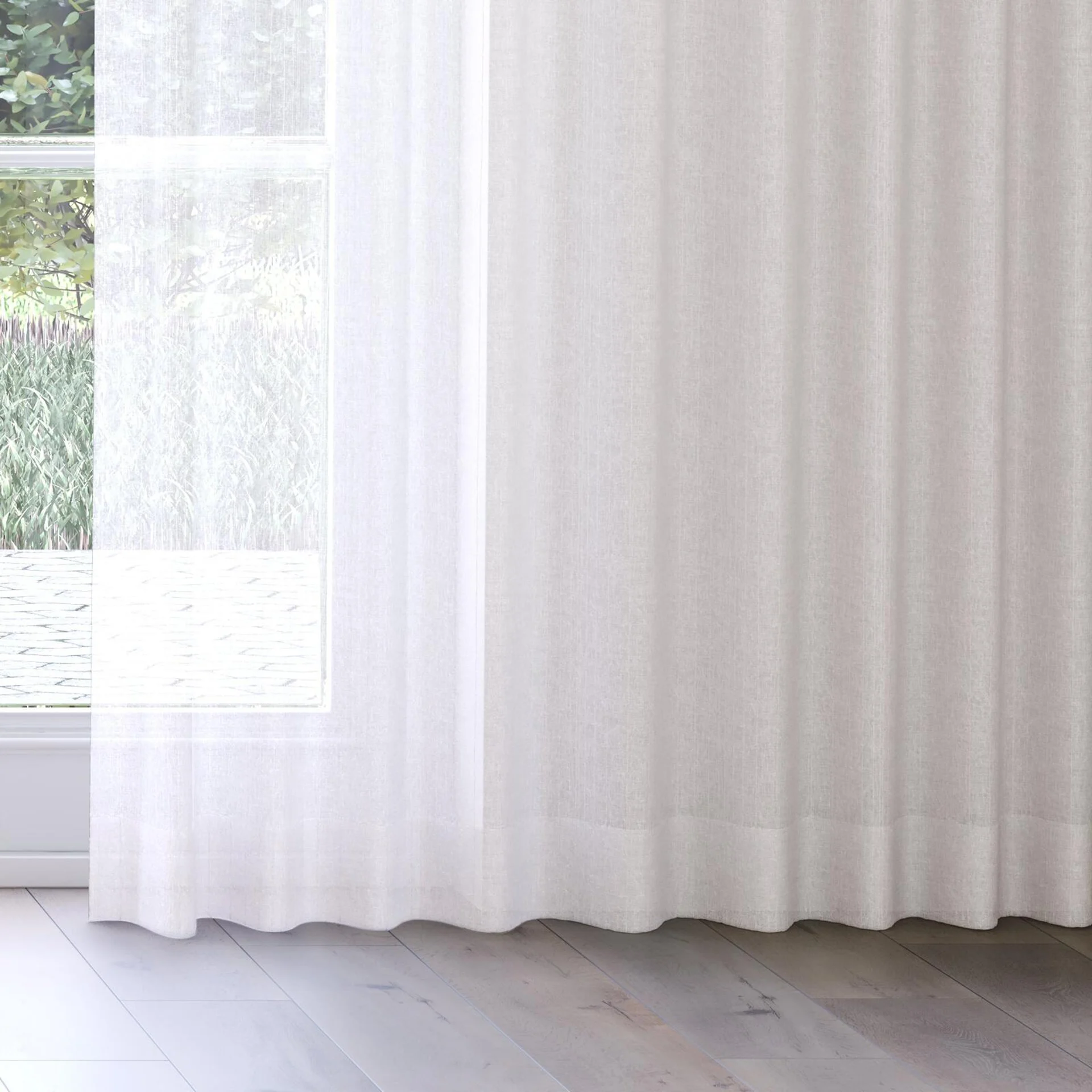 Bottom view of Mira Petal, on curtain rail