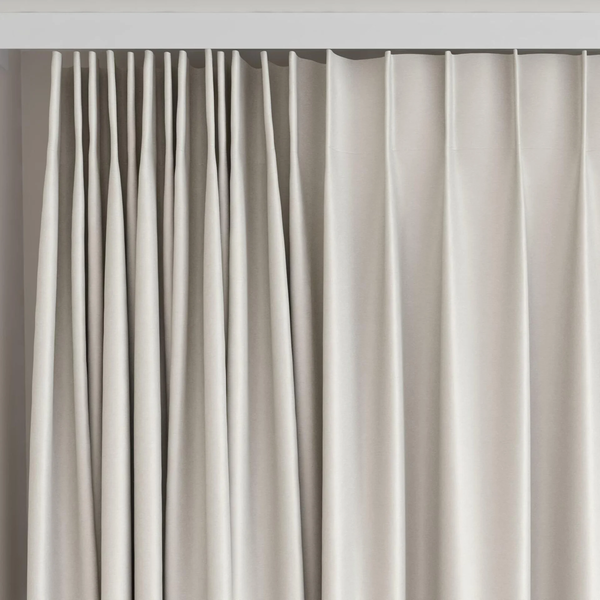 Top view of Stellar Blackout Linen, on curtain rail