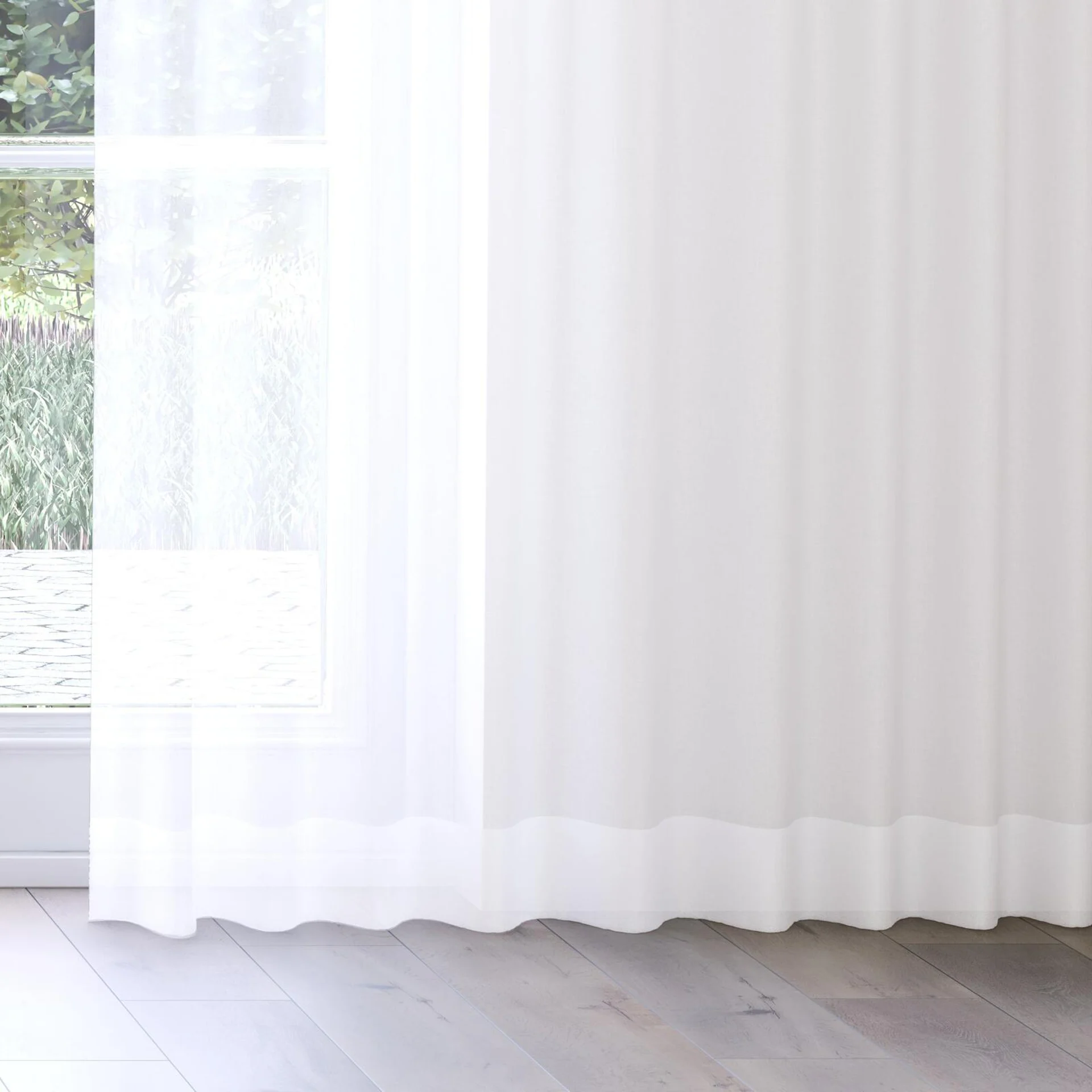 Bottom view of Zine Mist, on curtain rail