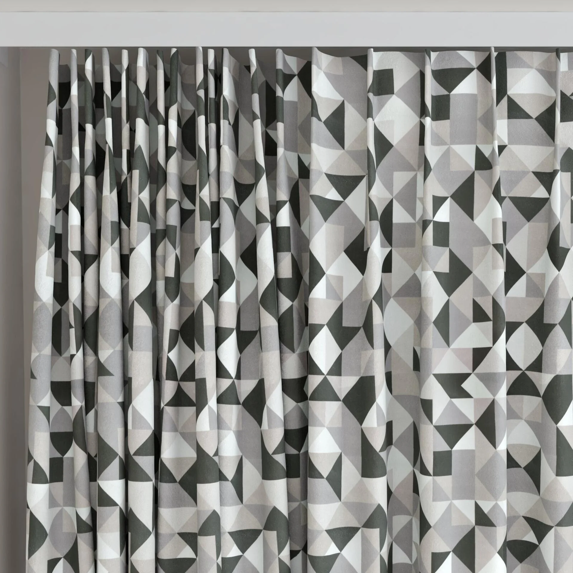 Top view of Junko Silver, on curtain rail