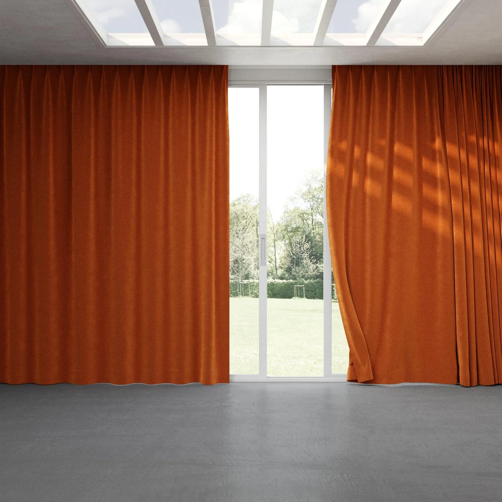 Full view of Geneva Pumpkin, pinch pleat
