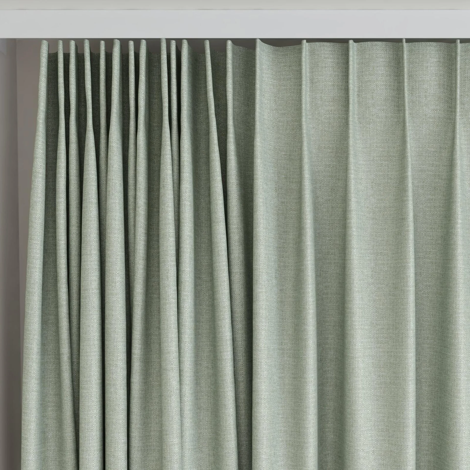 Top view of Bravo Jade, on curtain rail