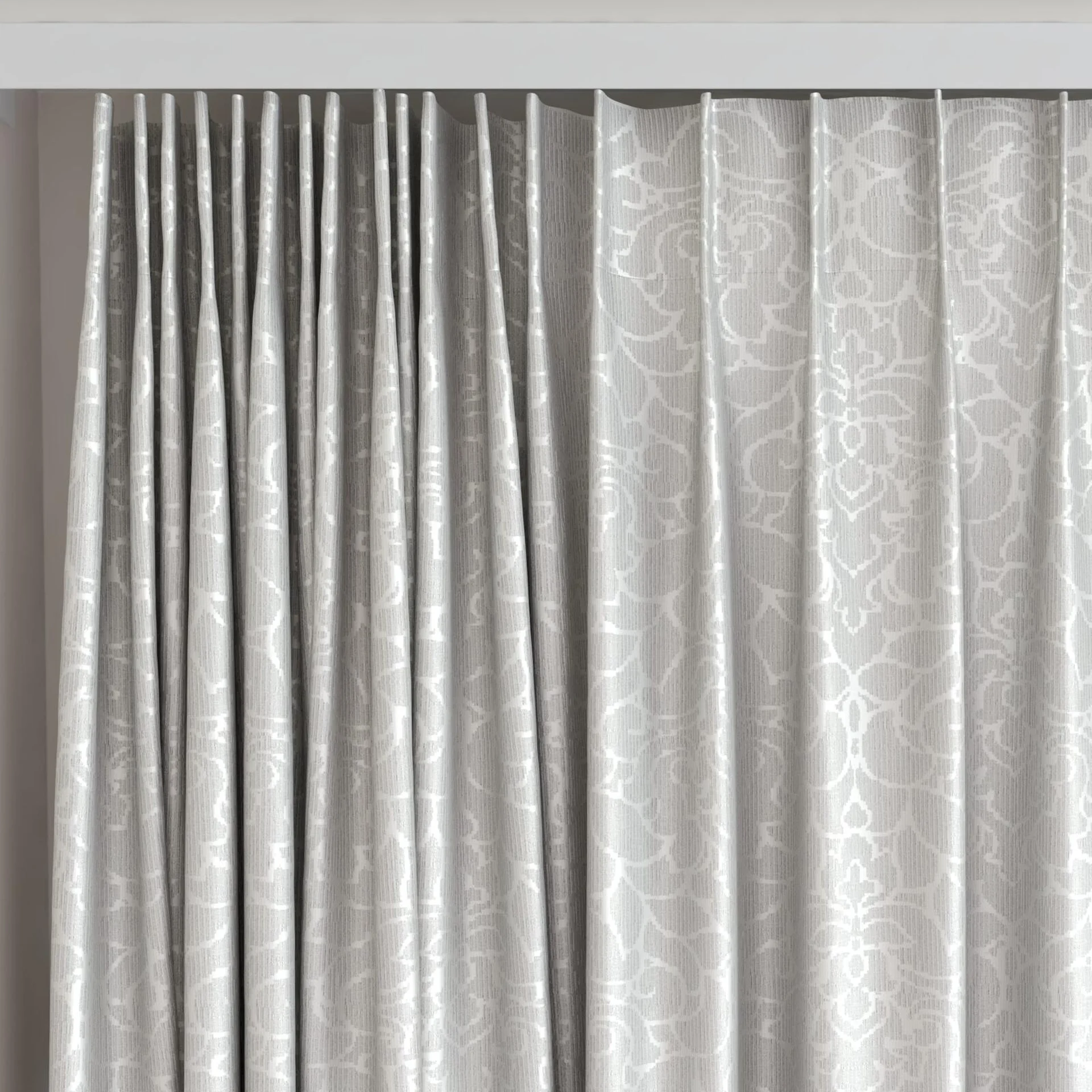 Top view of Opal Sterling, on curtain rail