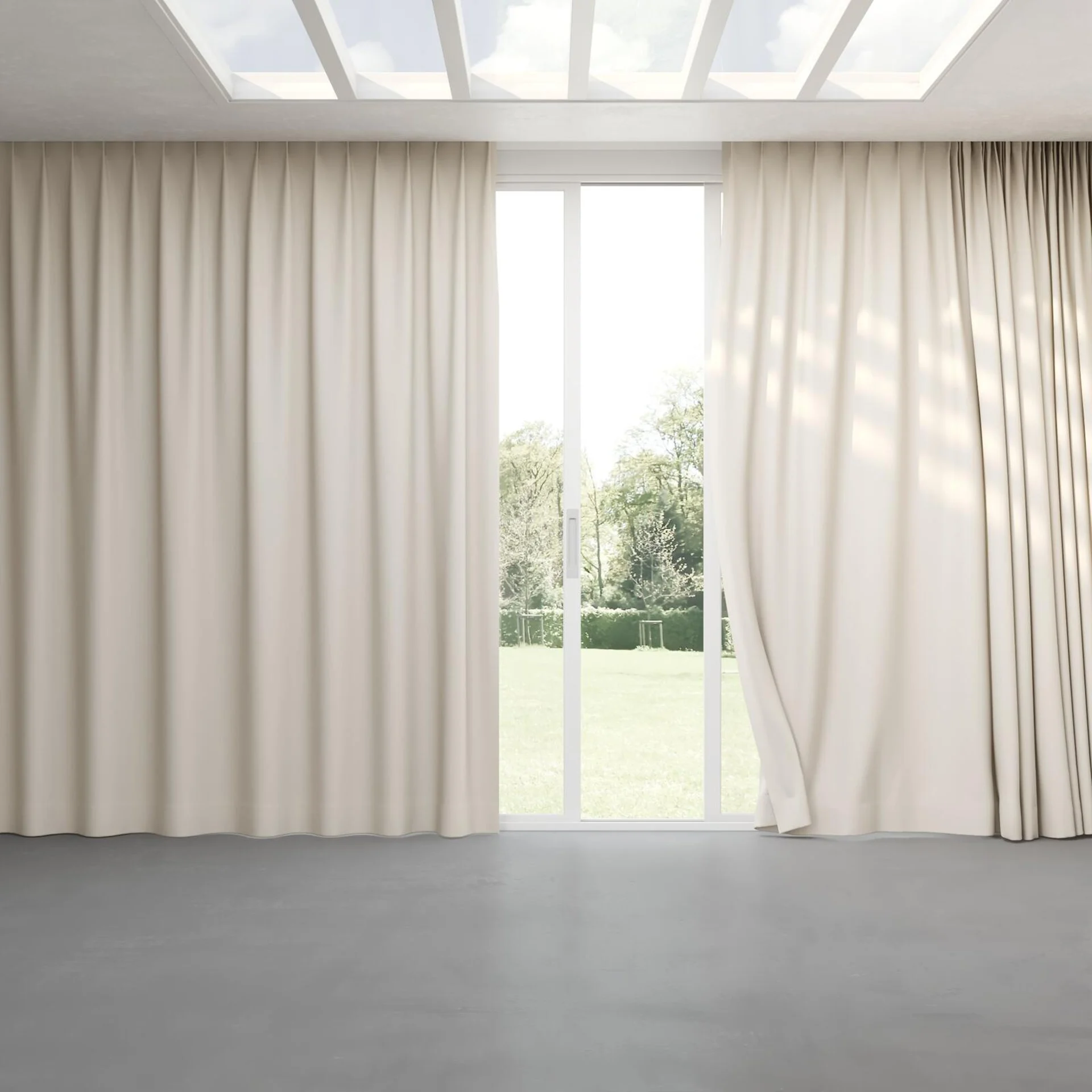 Full view of Recharge Marzipan, pinch pleat