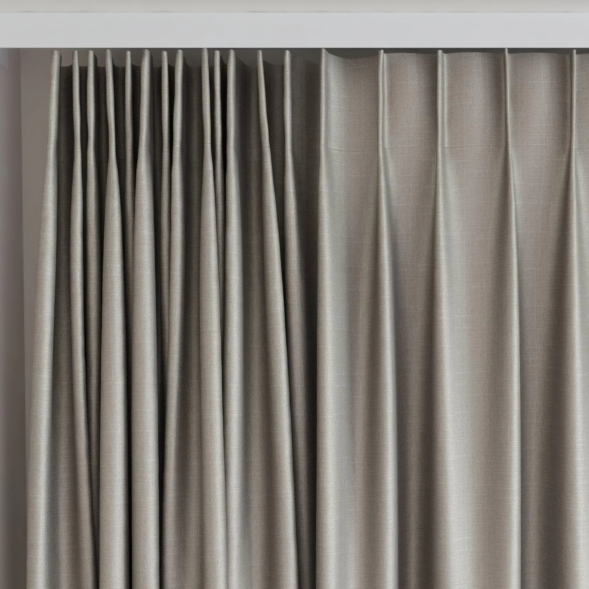 Top view of Stallion 2 Blackout Fossil, on curtain rail