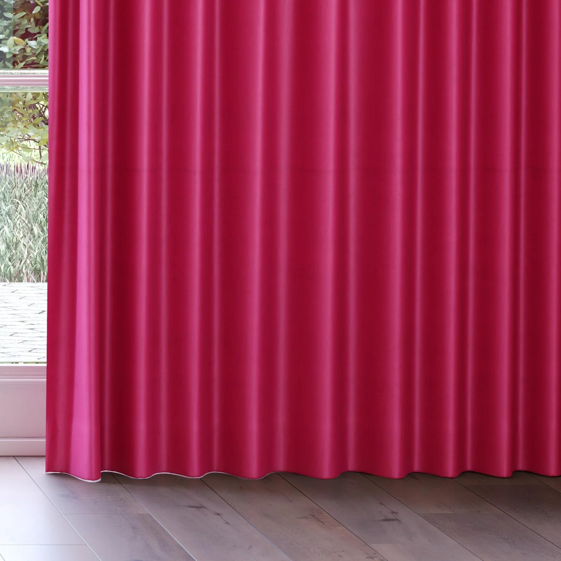 Bottom view of Warlock Lipstick, on curtain rail