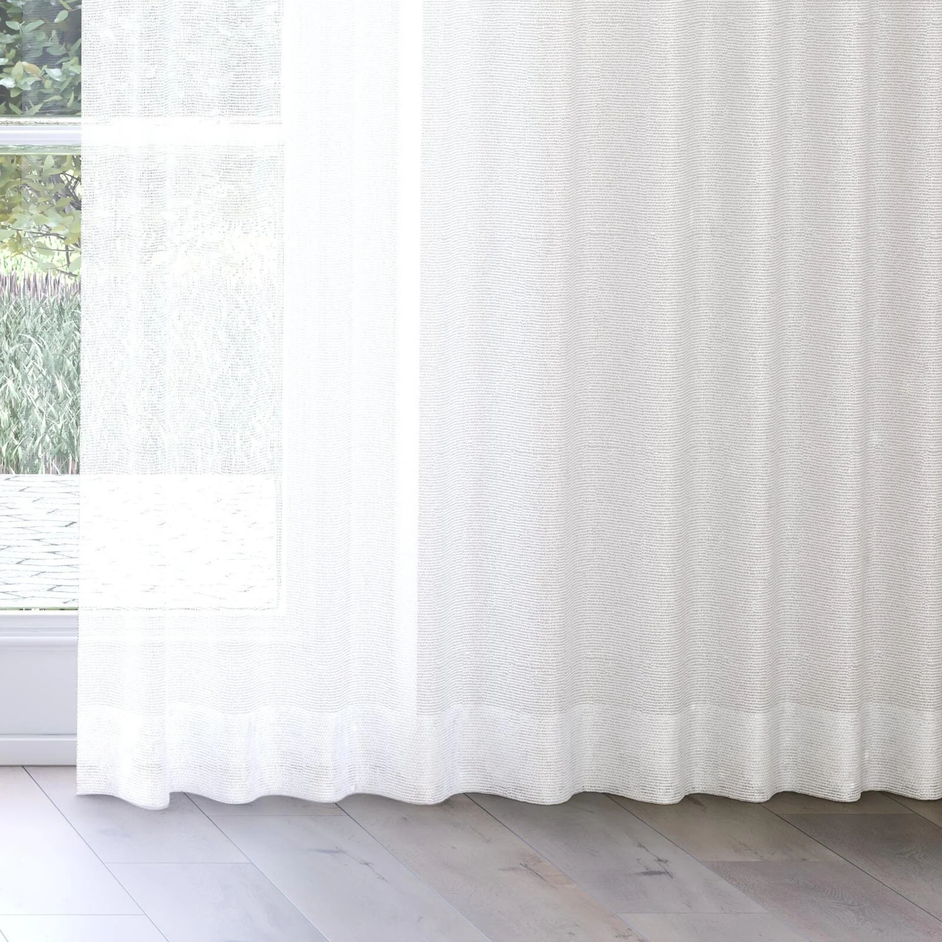 Bottom view of Tactility Paper, on curtain rail