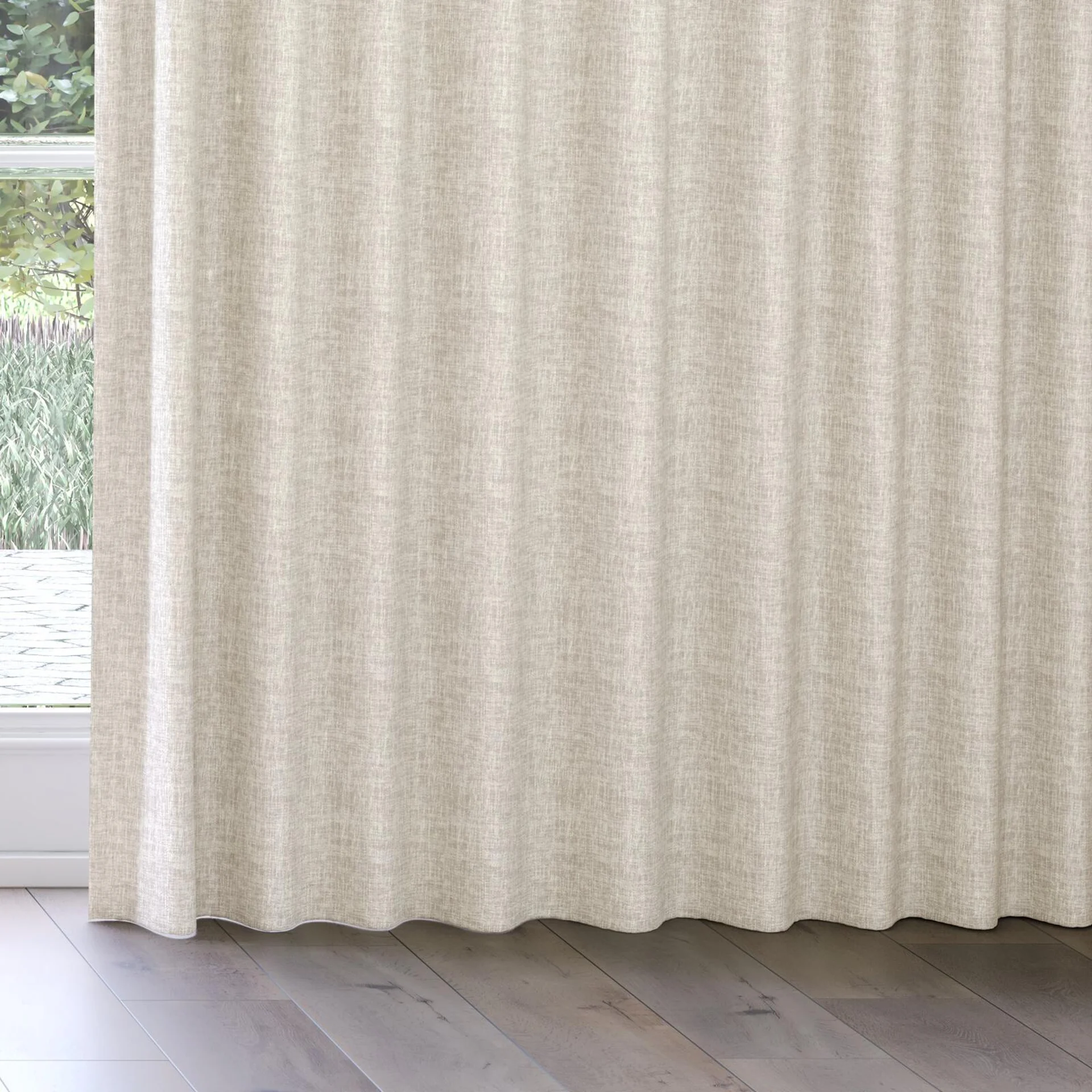 Bottom view of Earthwild Sand, on curtain rail