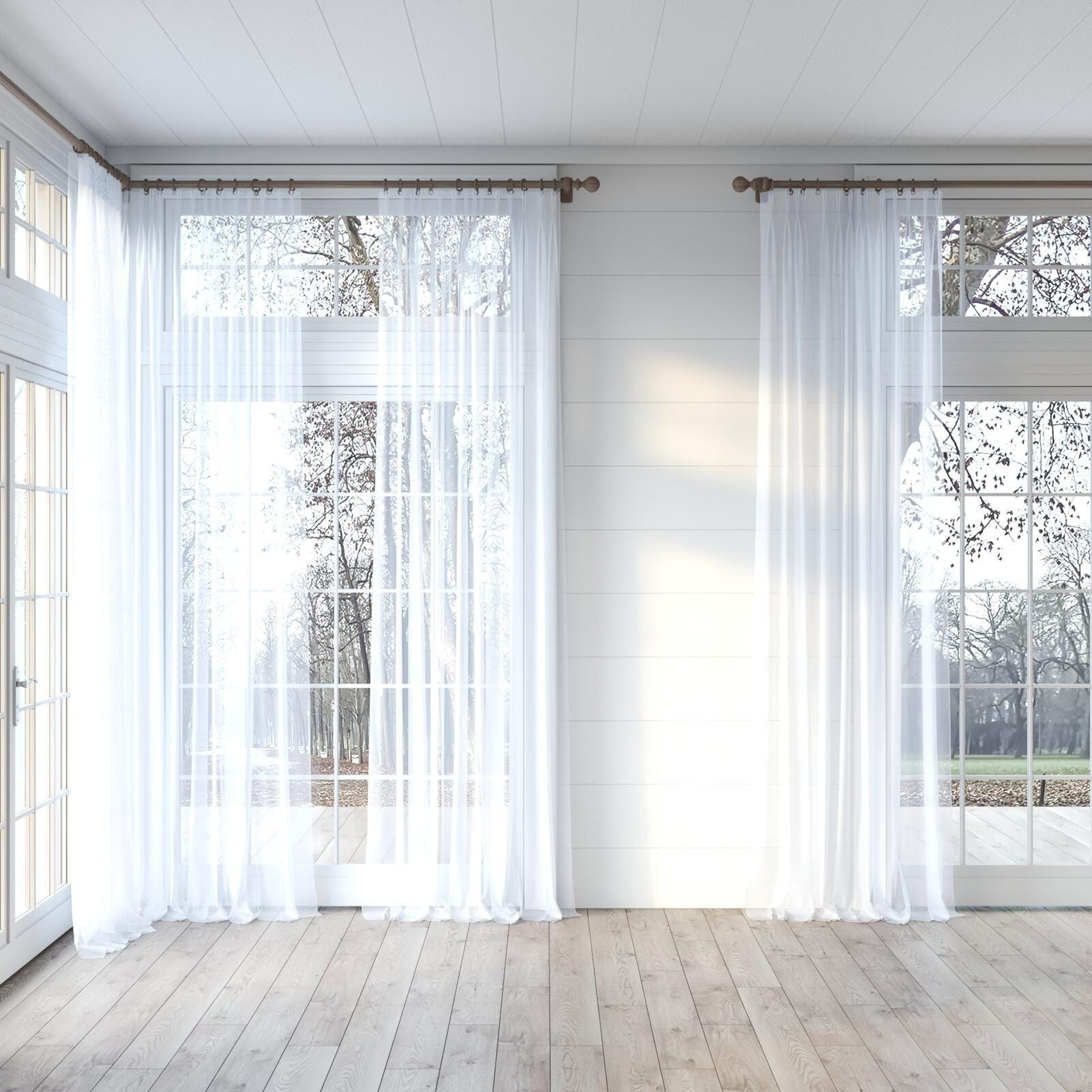 Full view of Xo Mist, puddled, on curtain rod