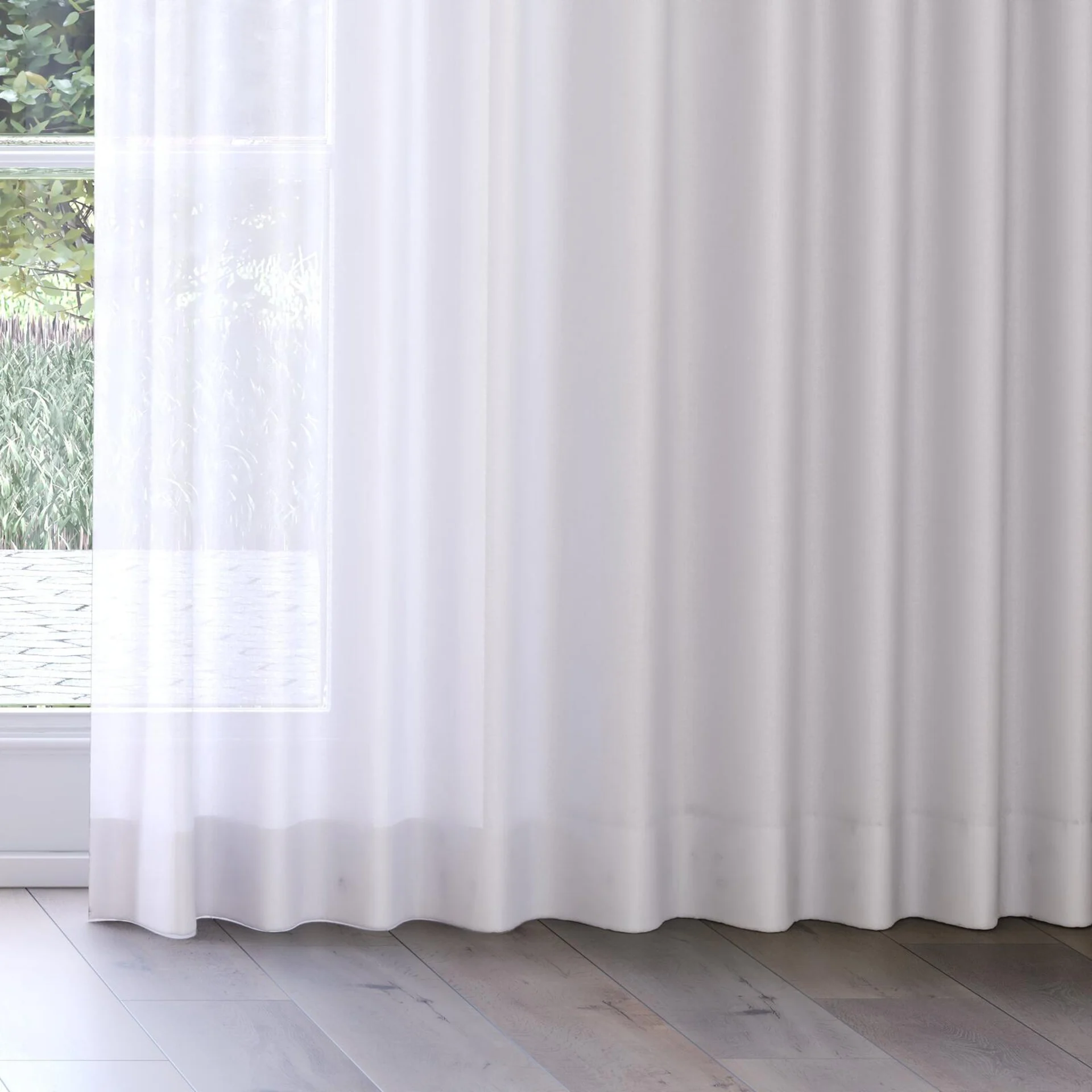 Bottom view of Sunlight Smoke, on curtain rail
