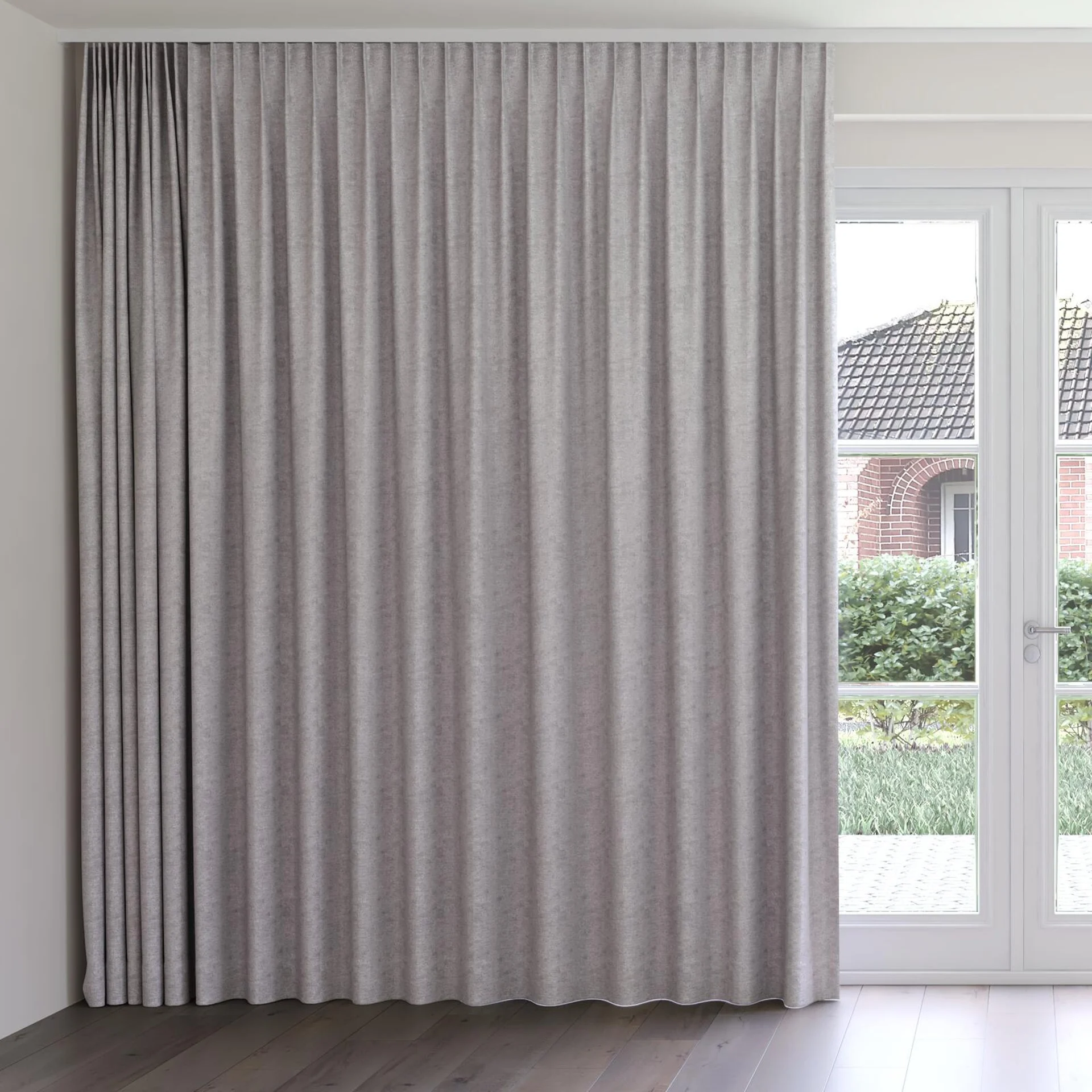 Front view of Monsieur Steel, on curtain rail