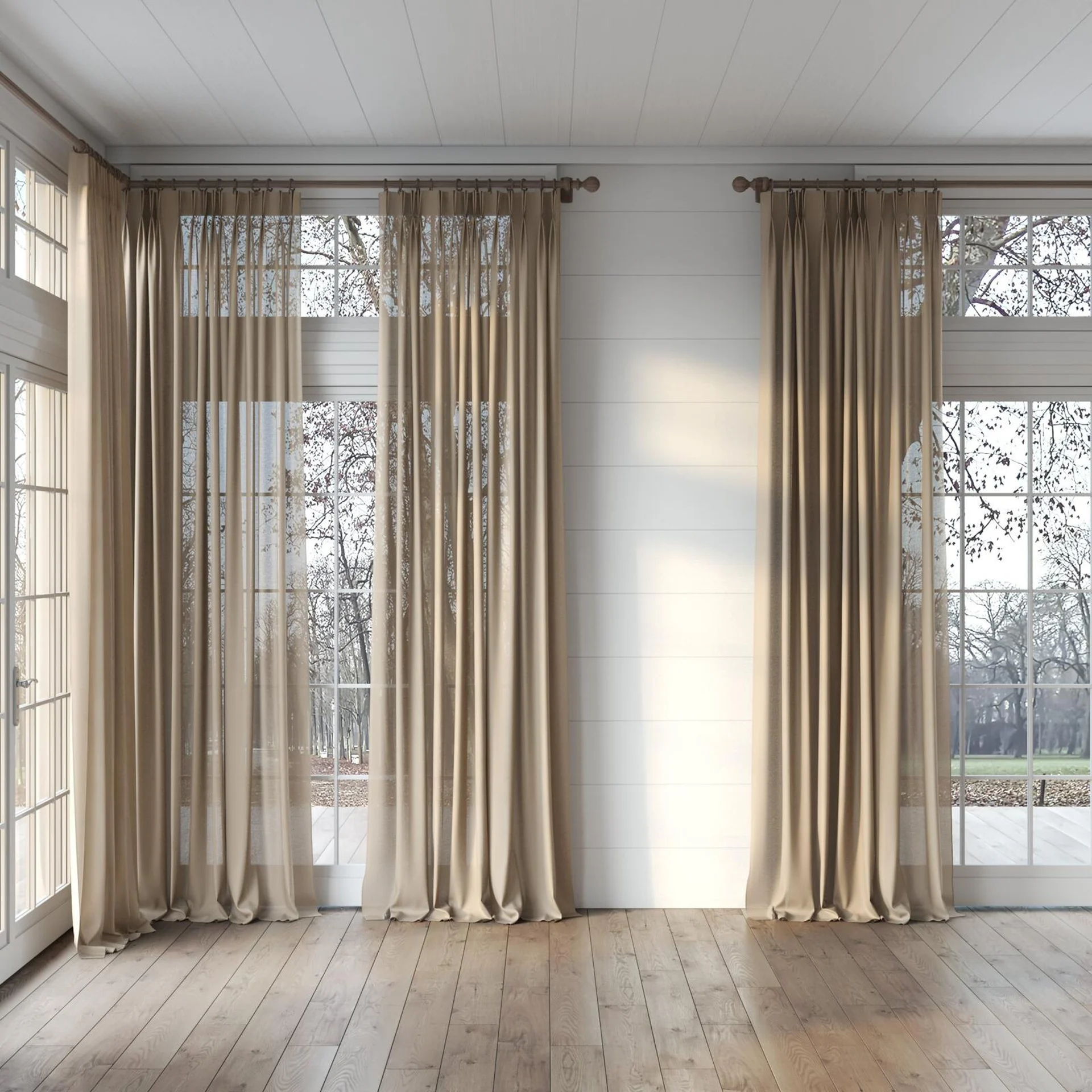 Full view of Gossy Mushroom, puddled, on curtain rod
