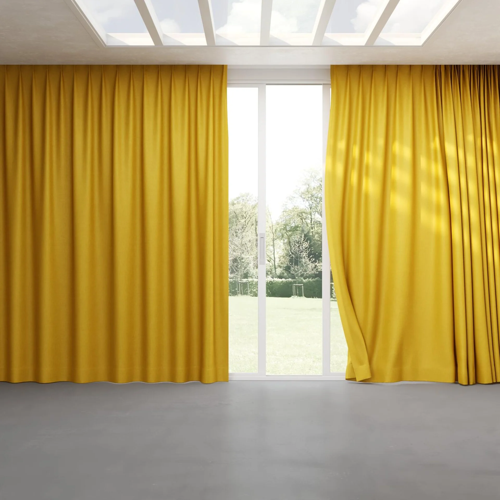Full view of Bronco Gold, pinch pleat