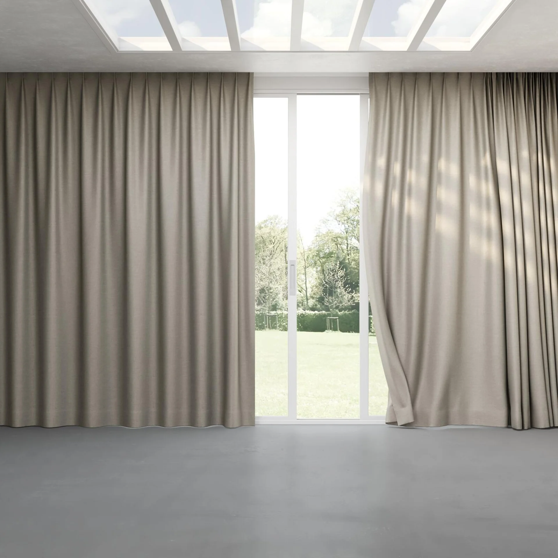 Full view of Tonto Cement, pinch pleat
