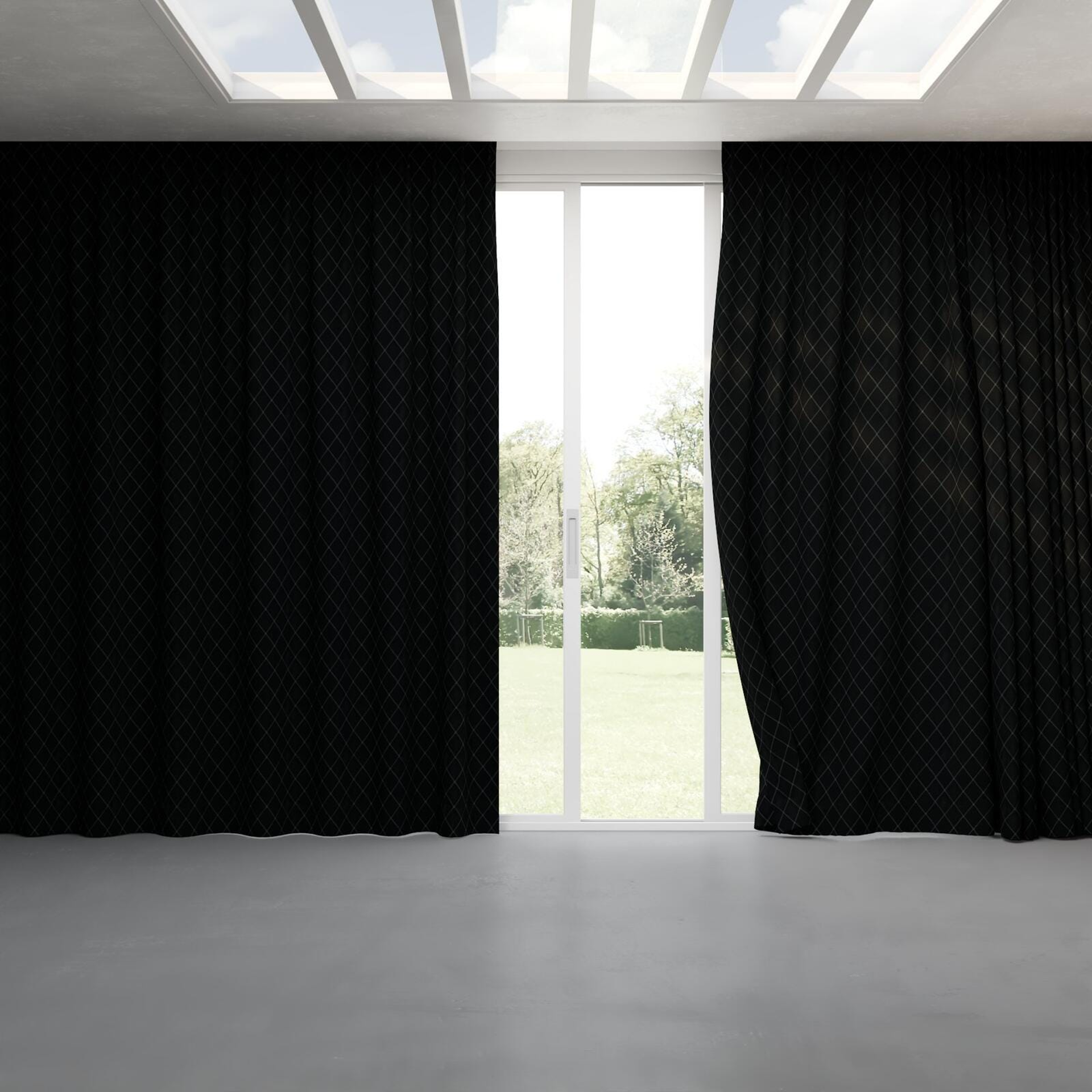 Full view of Pantheon Onyx, pinch pleat