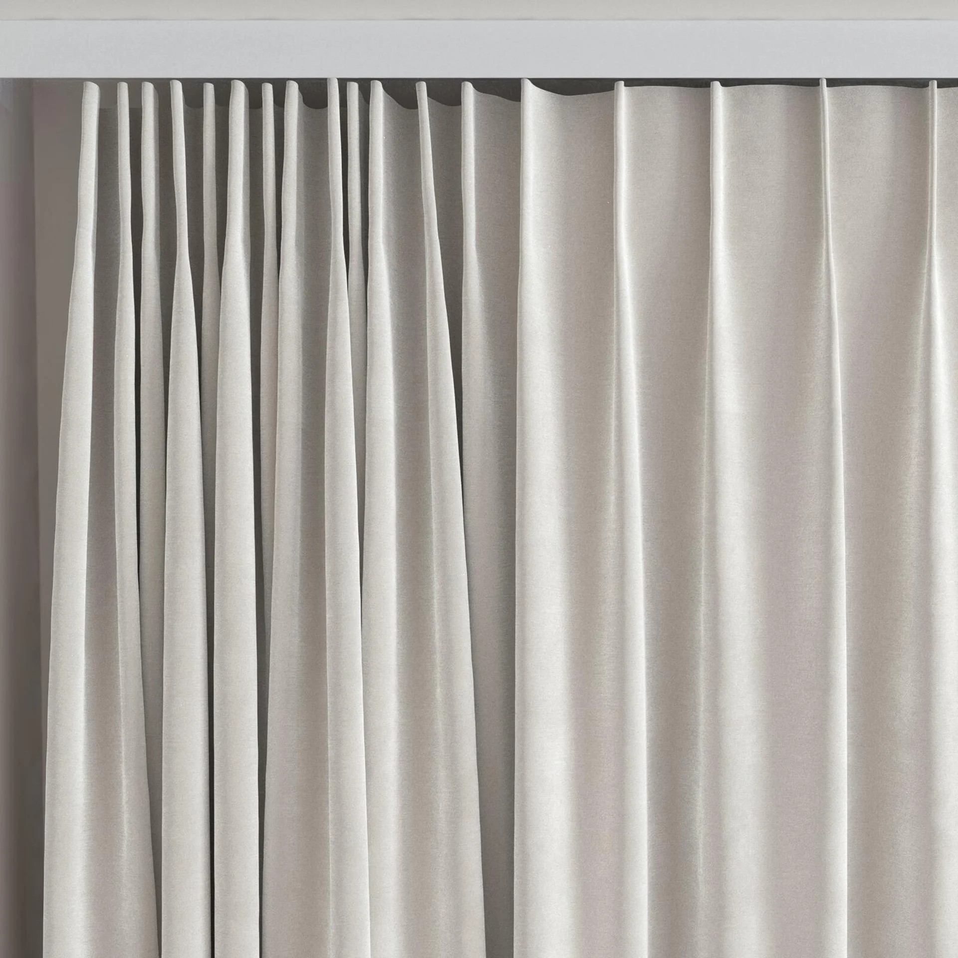 Top view of Moon Natural, on curtain rail