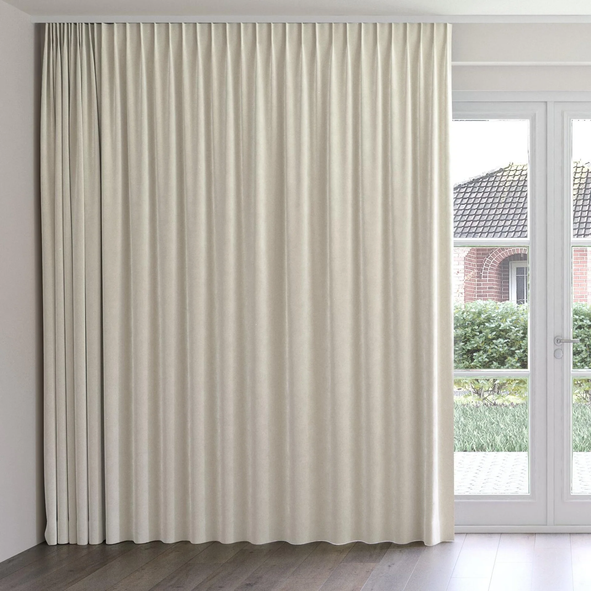 Front view of Vienna Silk, on curtain rail