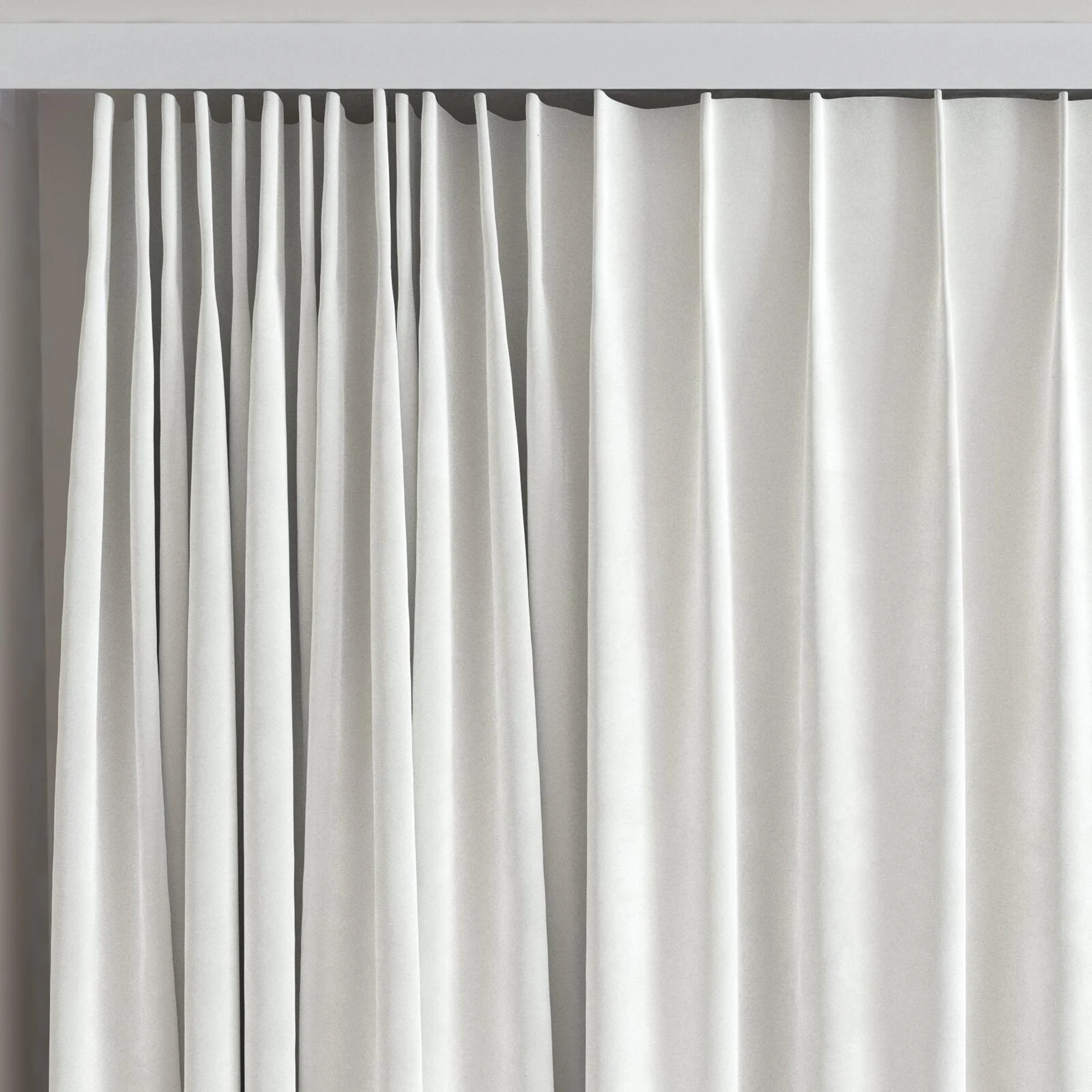 Top view of Velvelux Ivory, on curtain rail
