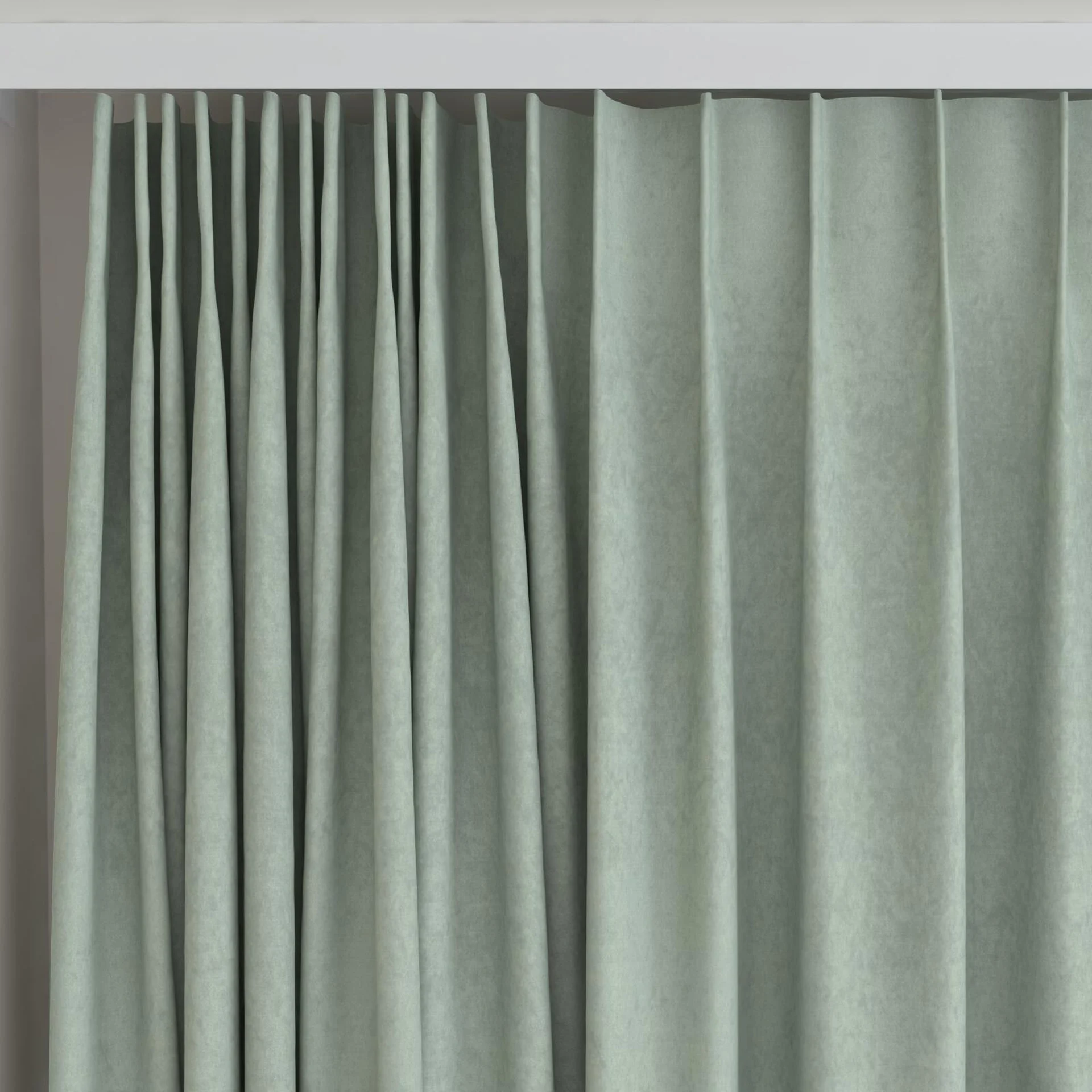Top view of Moon Aqua, on curtain rail