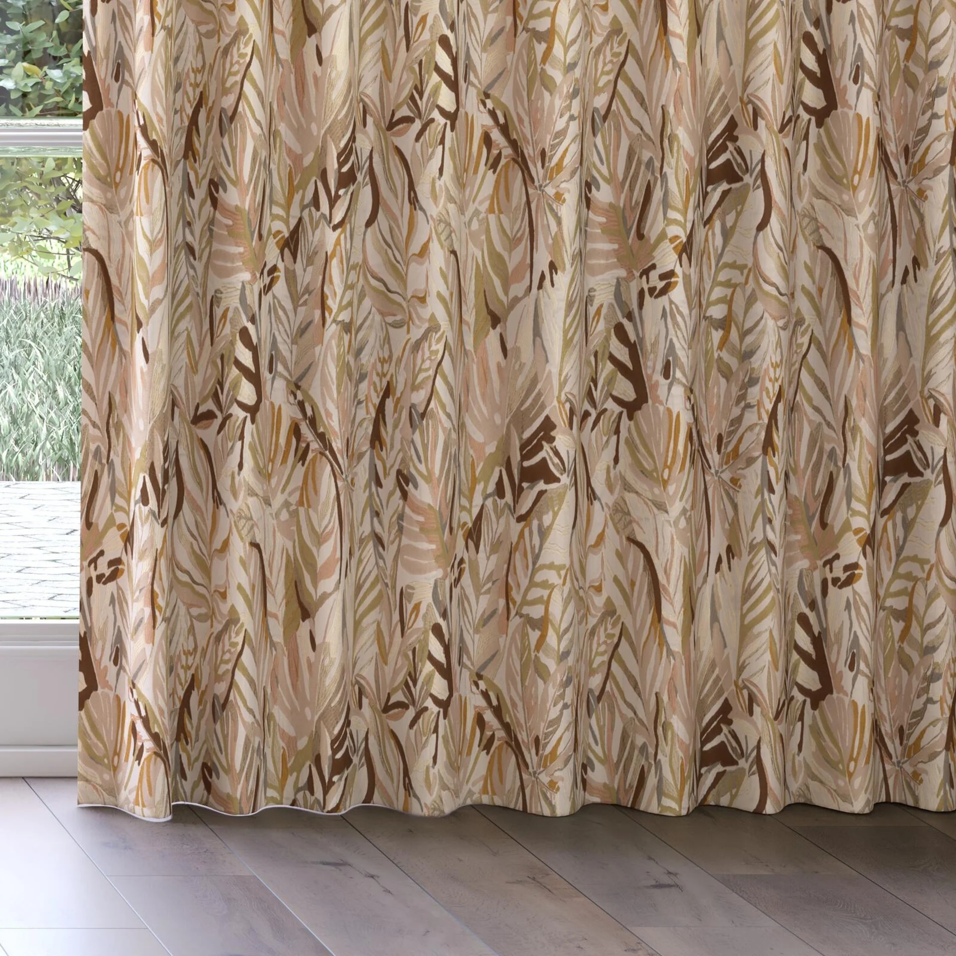 Bottom view of Cordia Raffia, on curtain rail