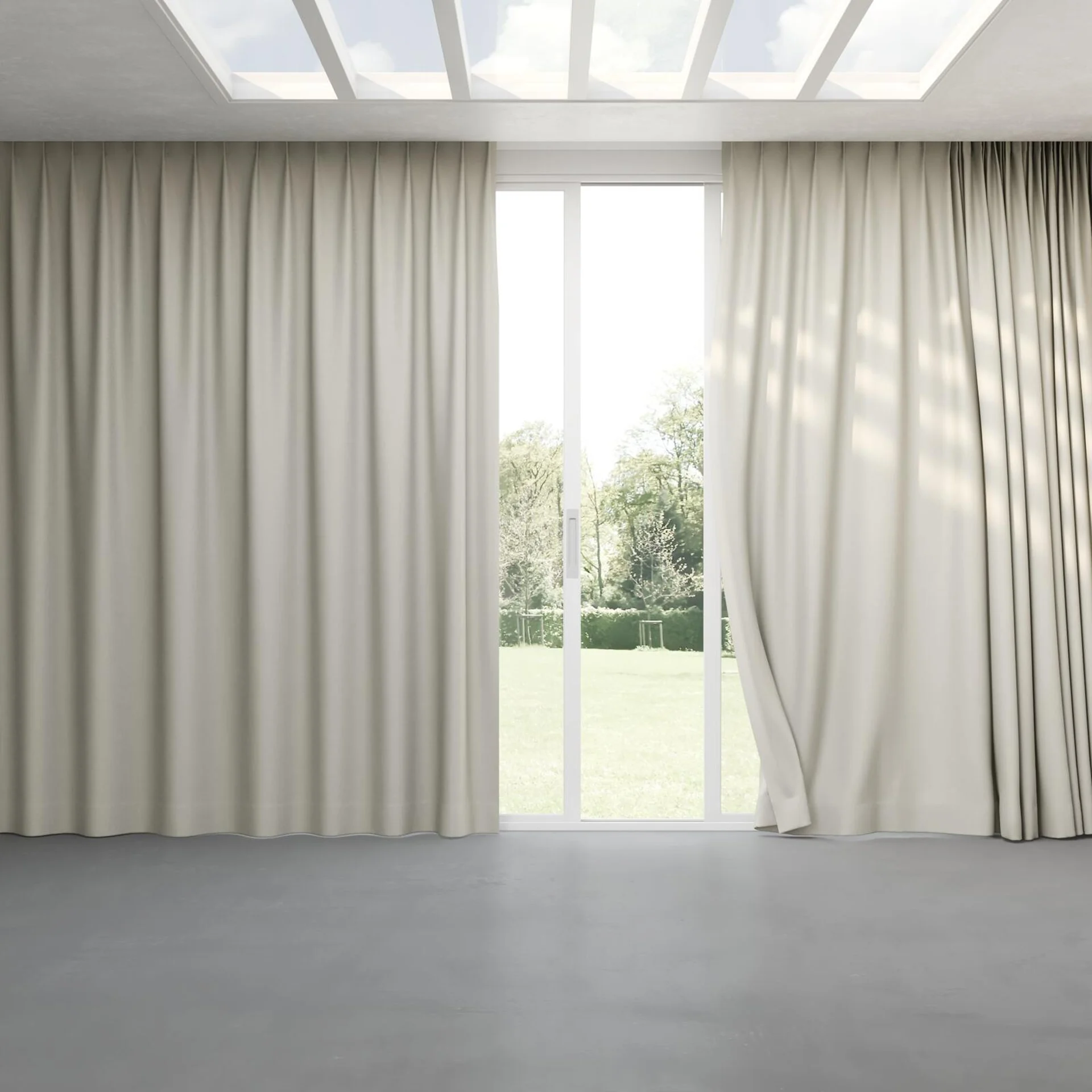 Full view of Kanvas Dove, pinch pleat