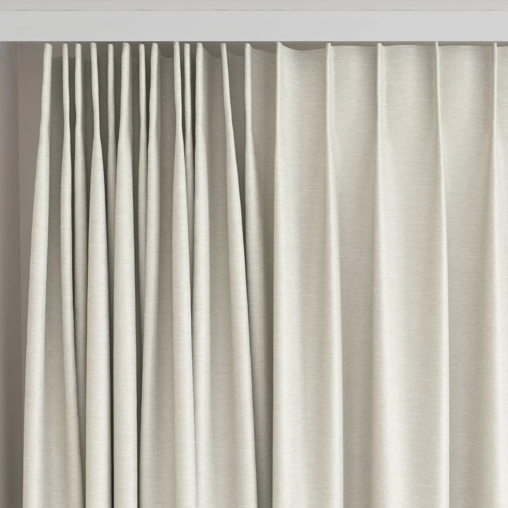 Top view of Colourwash Eco Parchment, on curtain rail