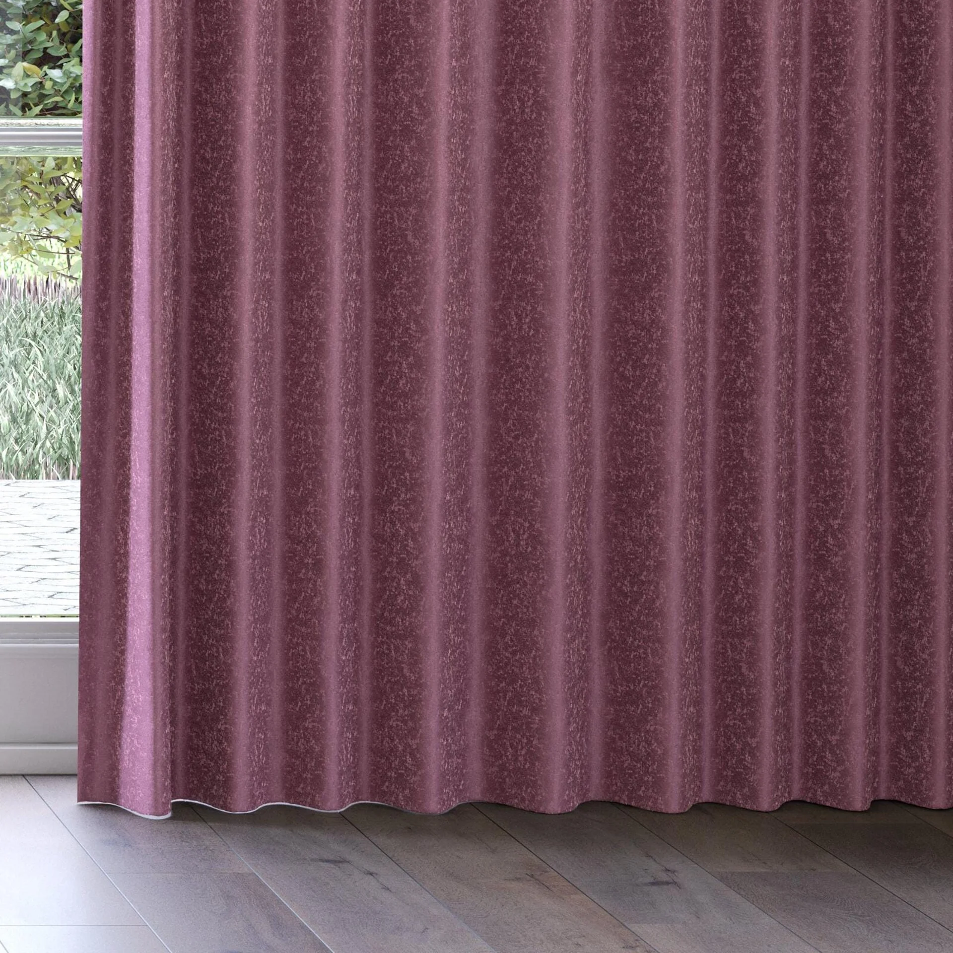 Bottom view of Brigadier Plum, on curtain rail