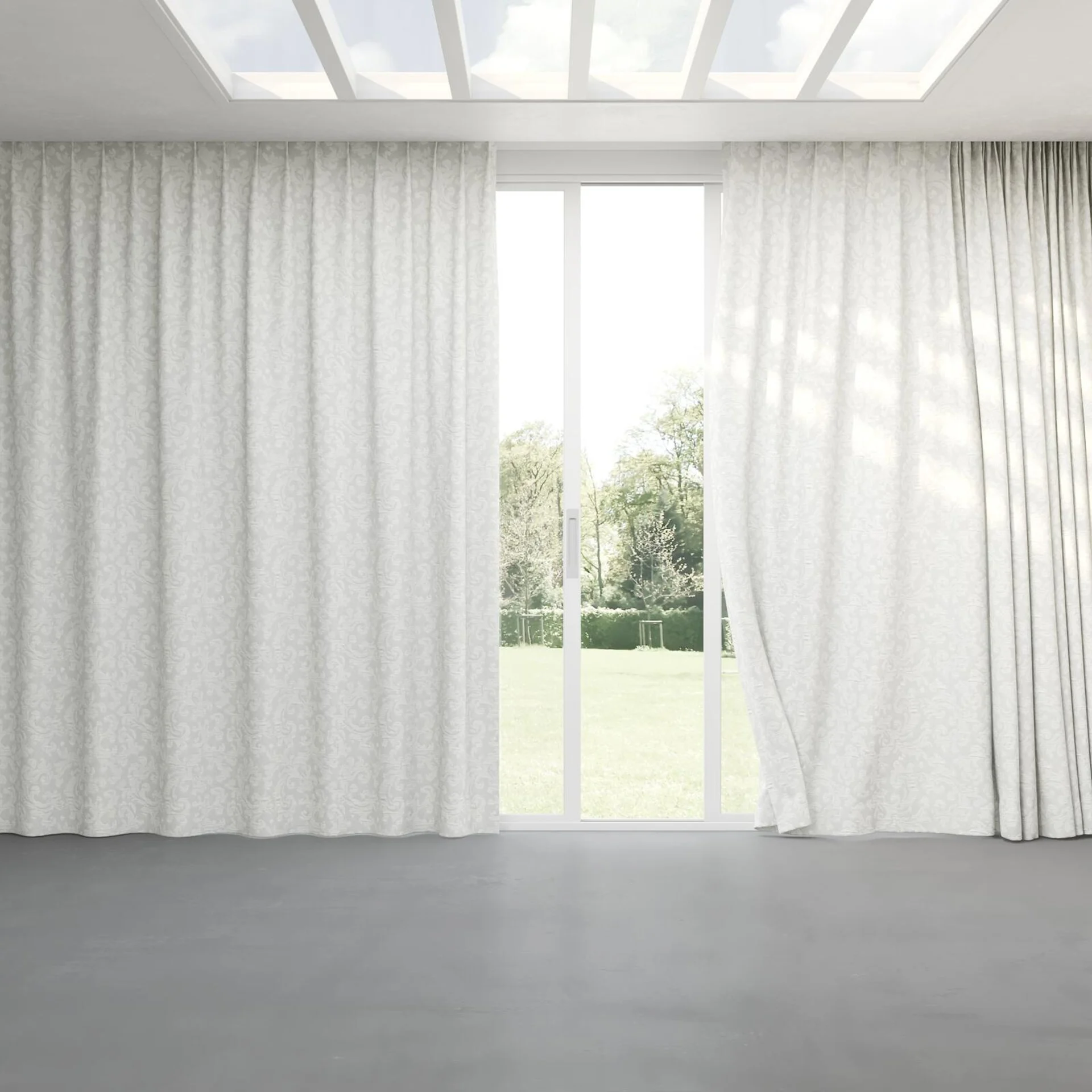 Full view of Juleste Silver, pinch pleat