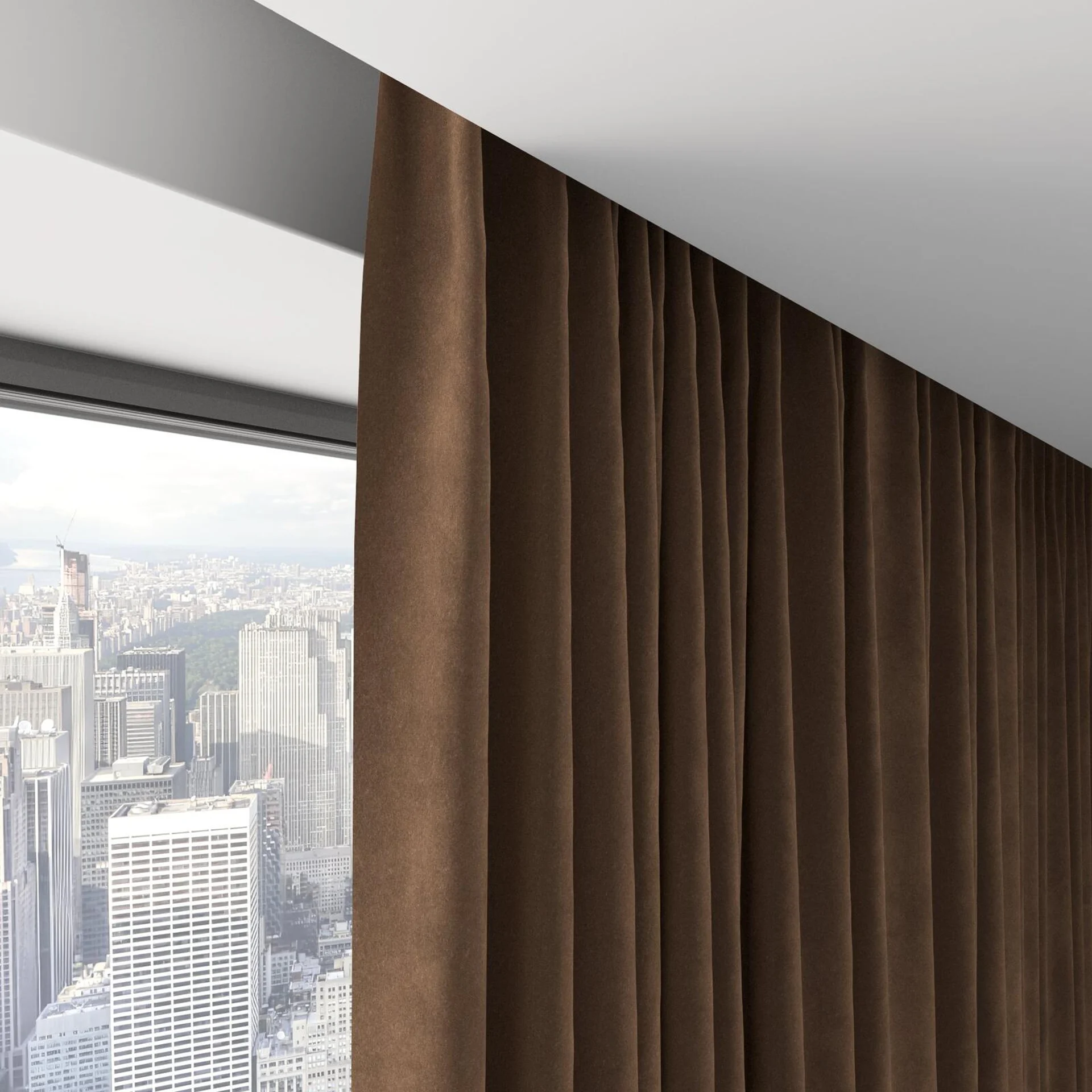 Top view of Lux Velvet Cocoa 8409, on hidden rail