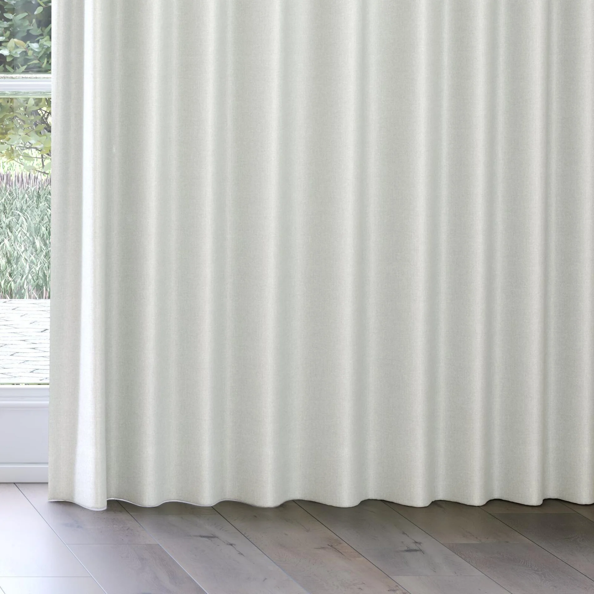 Bottom view of Jupiter Wool, on curtain rail
