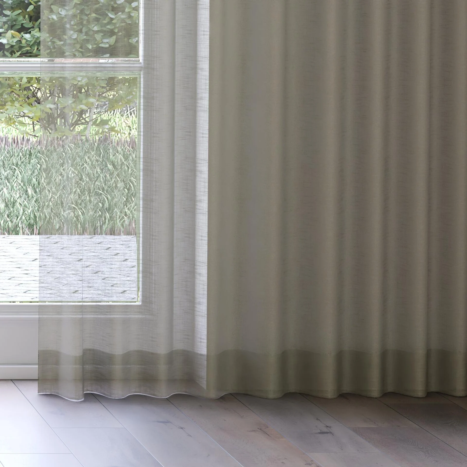 Bottom view of Kumo Recycled Artichoke, on curtain rail