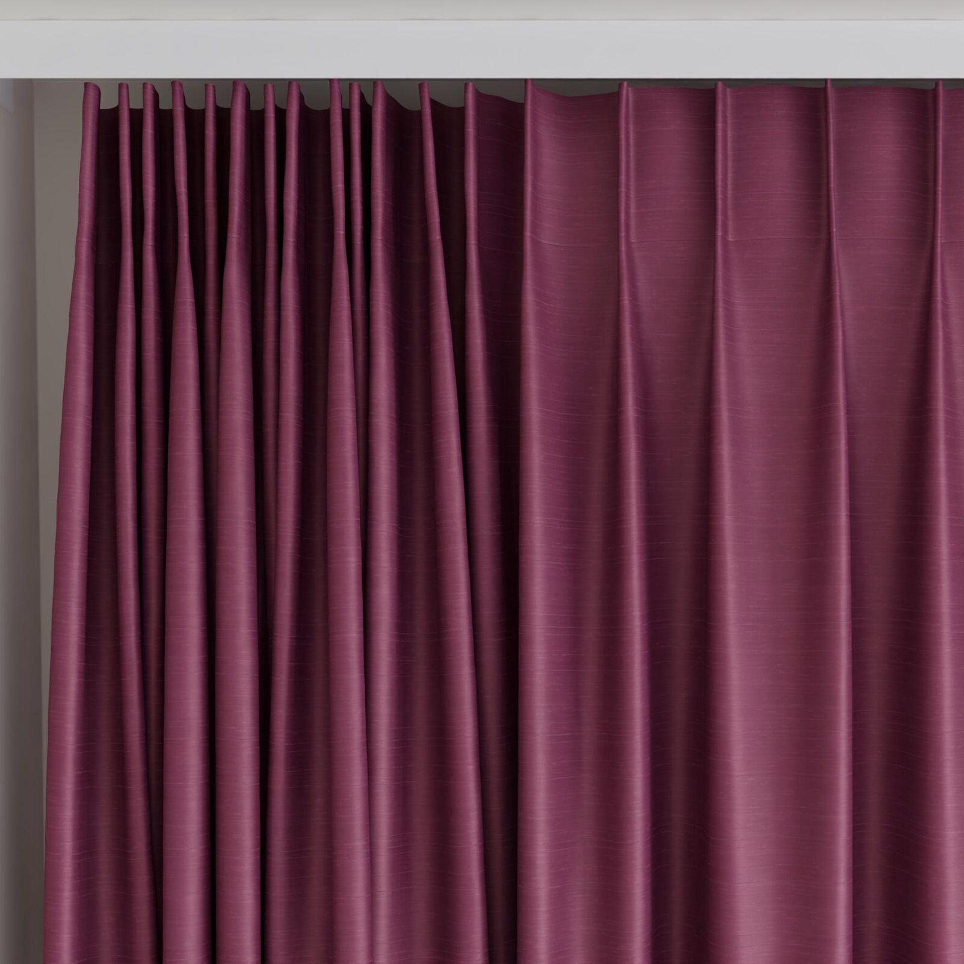 Top view of Silky Plum, on curtain rail
