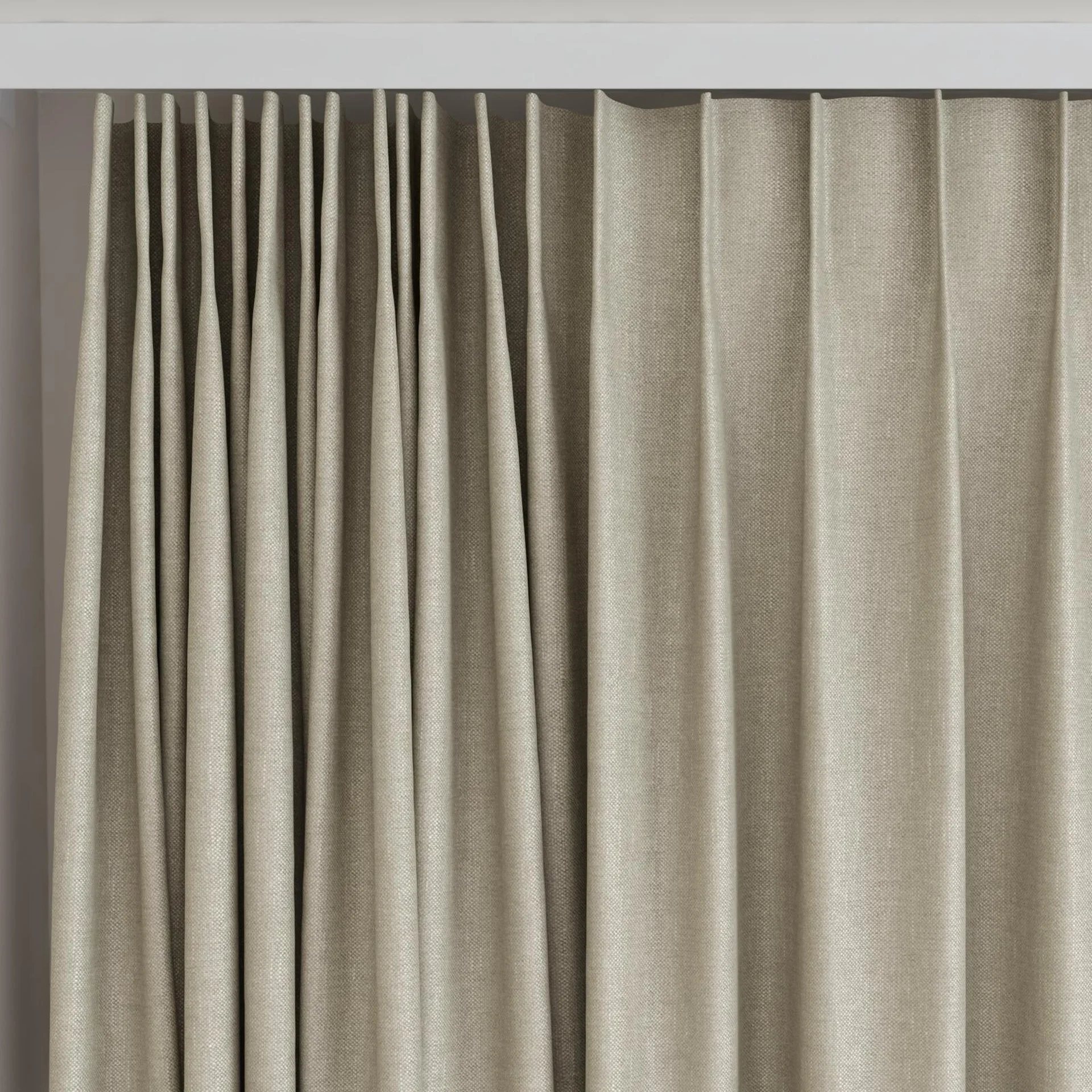 Top view of Perfecto Sand, on curtain rail