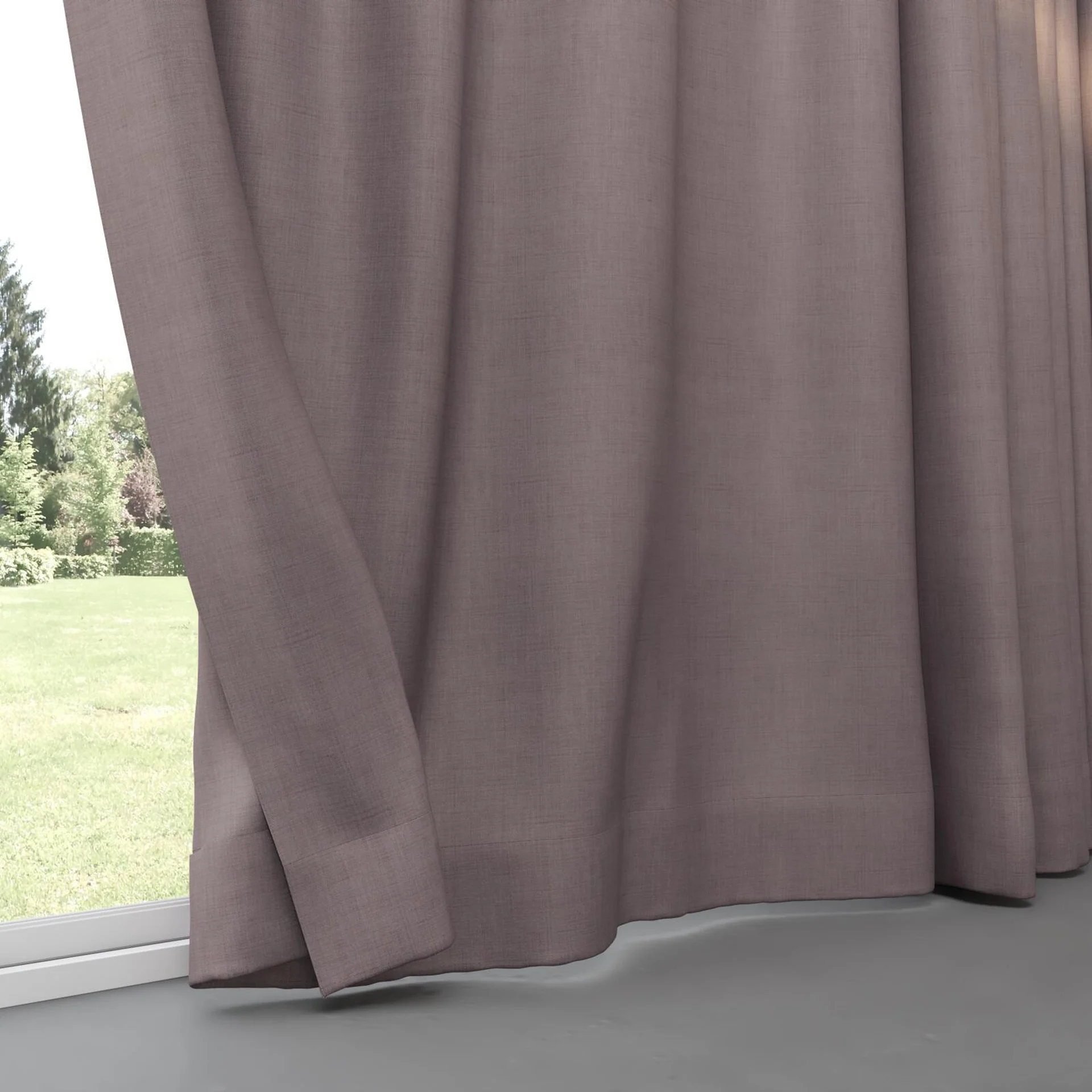 Bottom view of Loci Dim Out Mauve, pinch pleat