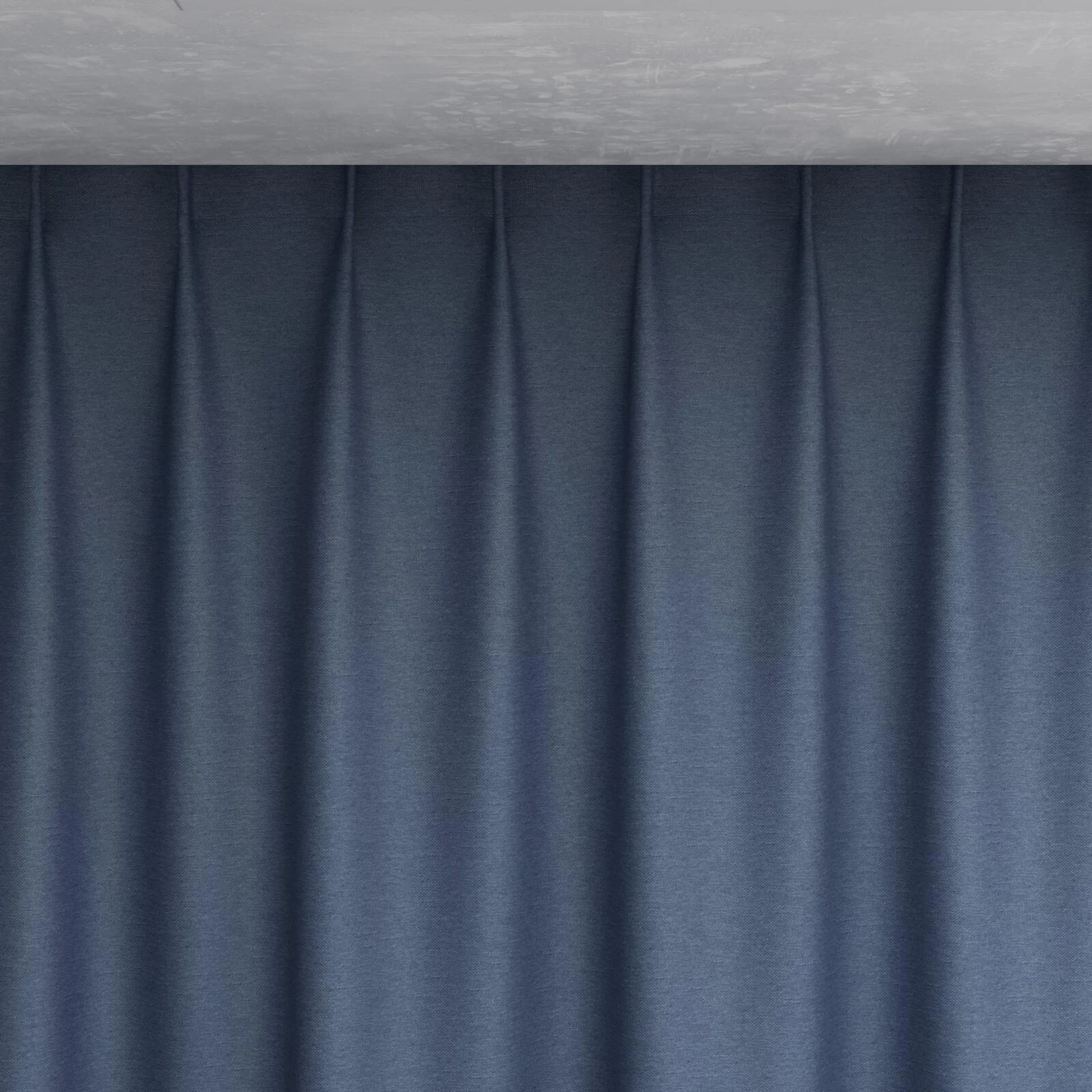 Top view of Duede Indigo, pinch pleat