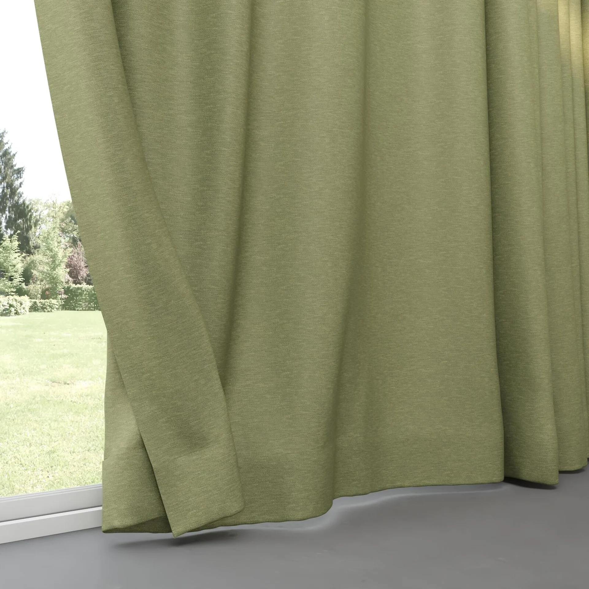 Bottom view of Colourwash Eco Hedge, pinch pleat