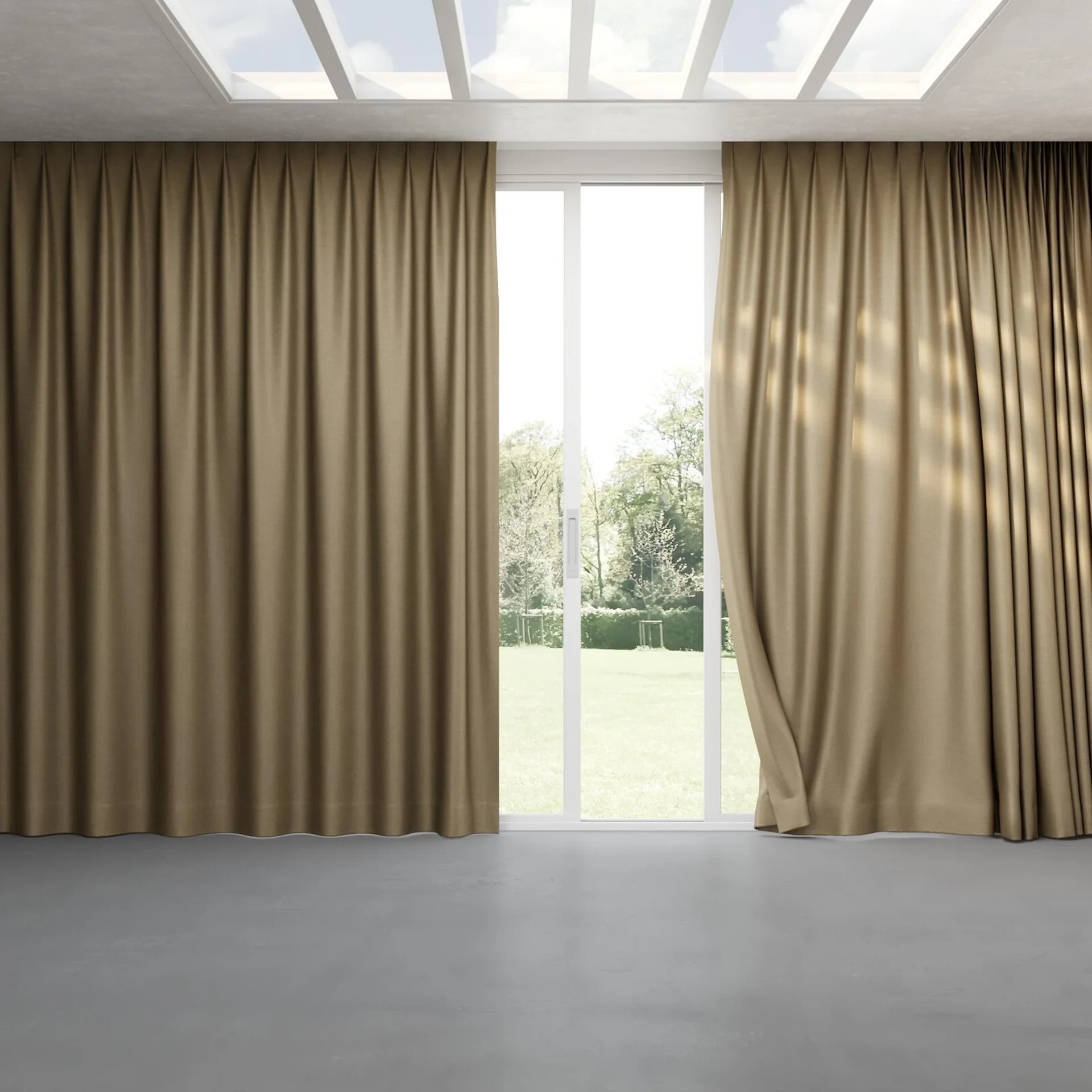 Full view of Provence Seagrass, pinch pleat