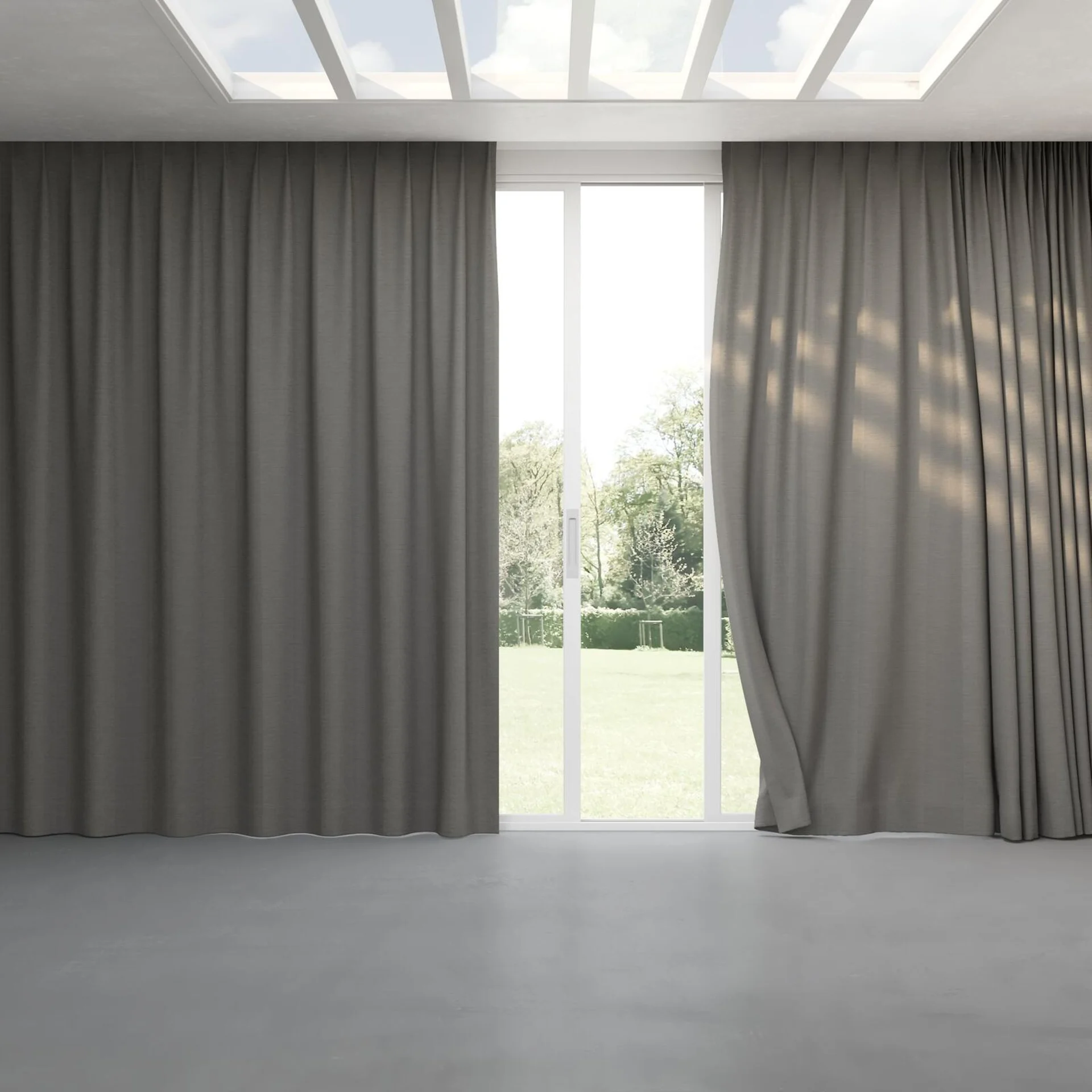 Full view of Borneo Uncoated Riverstone, pinch pleat