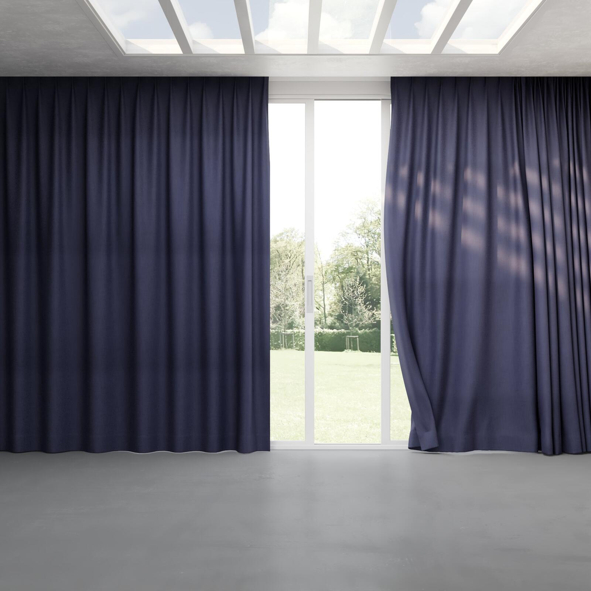 Full view of Lexicon Indigo, pinch pleat
