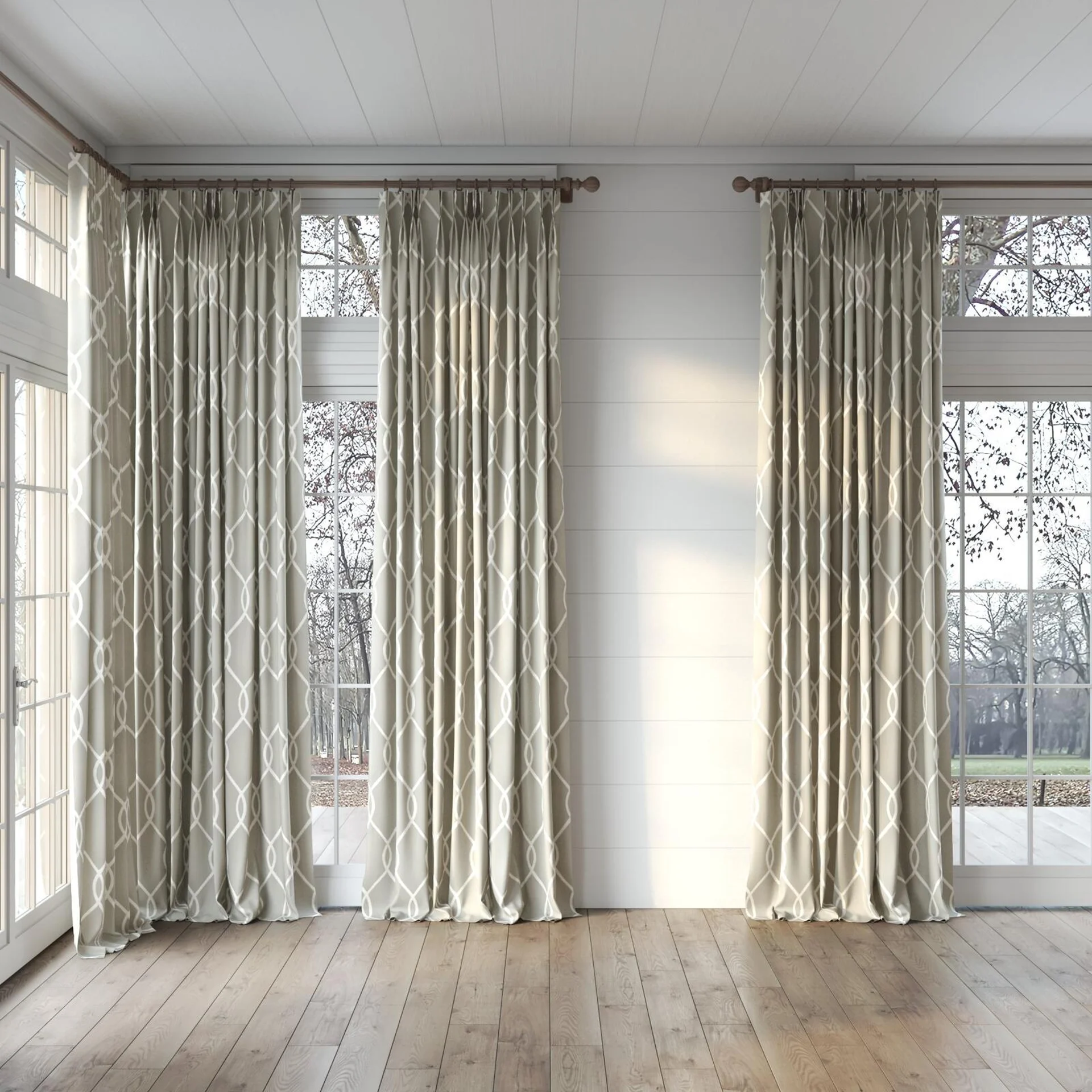 Full view of Latimer Cobblestone, puddled, on curtain rod