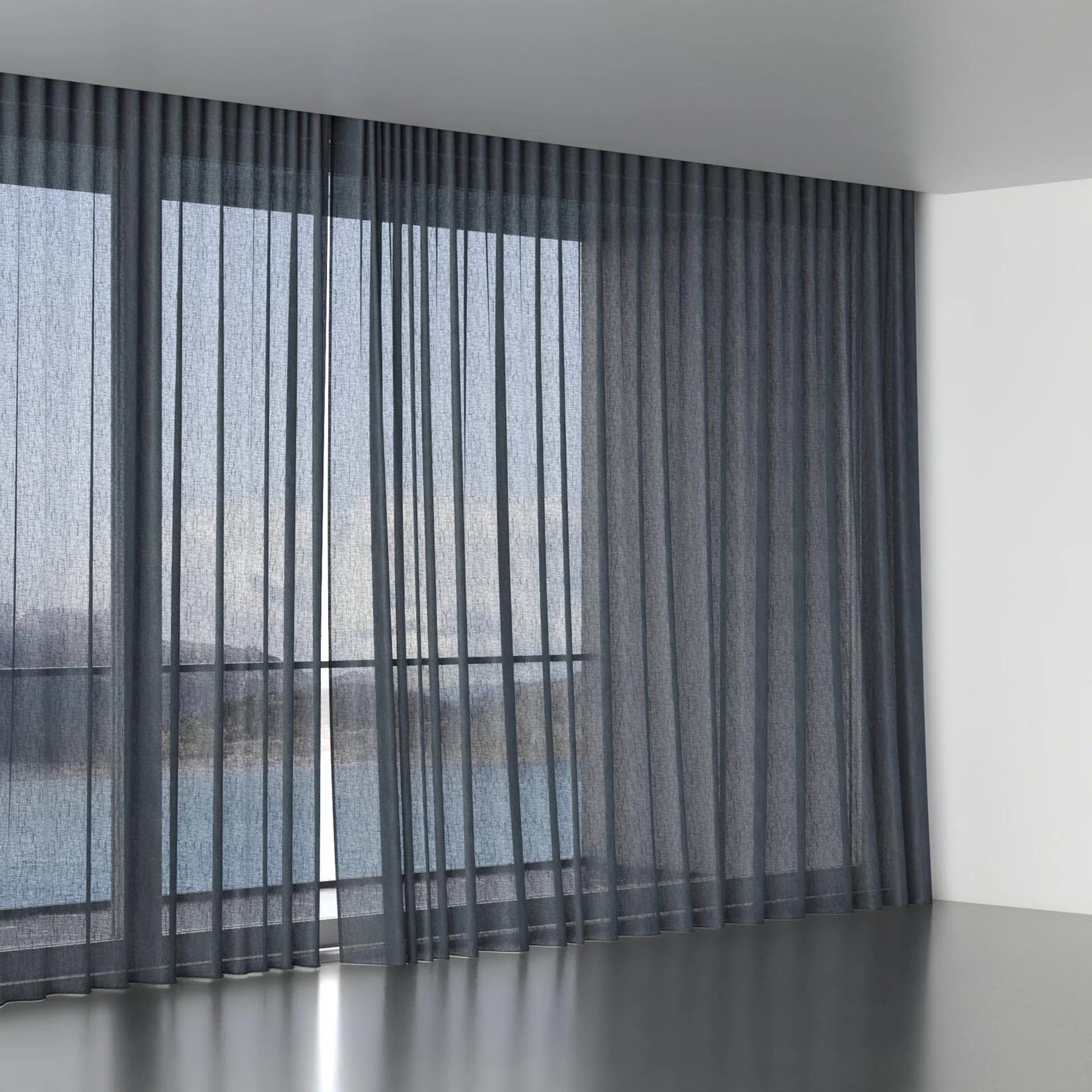 Full view of Focus Charcoal, wave pleat
