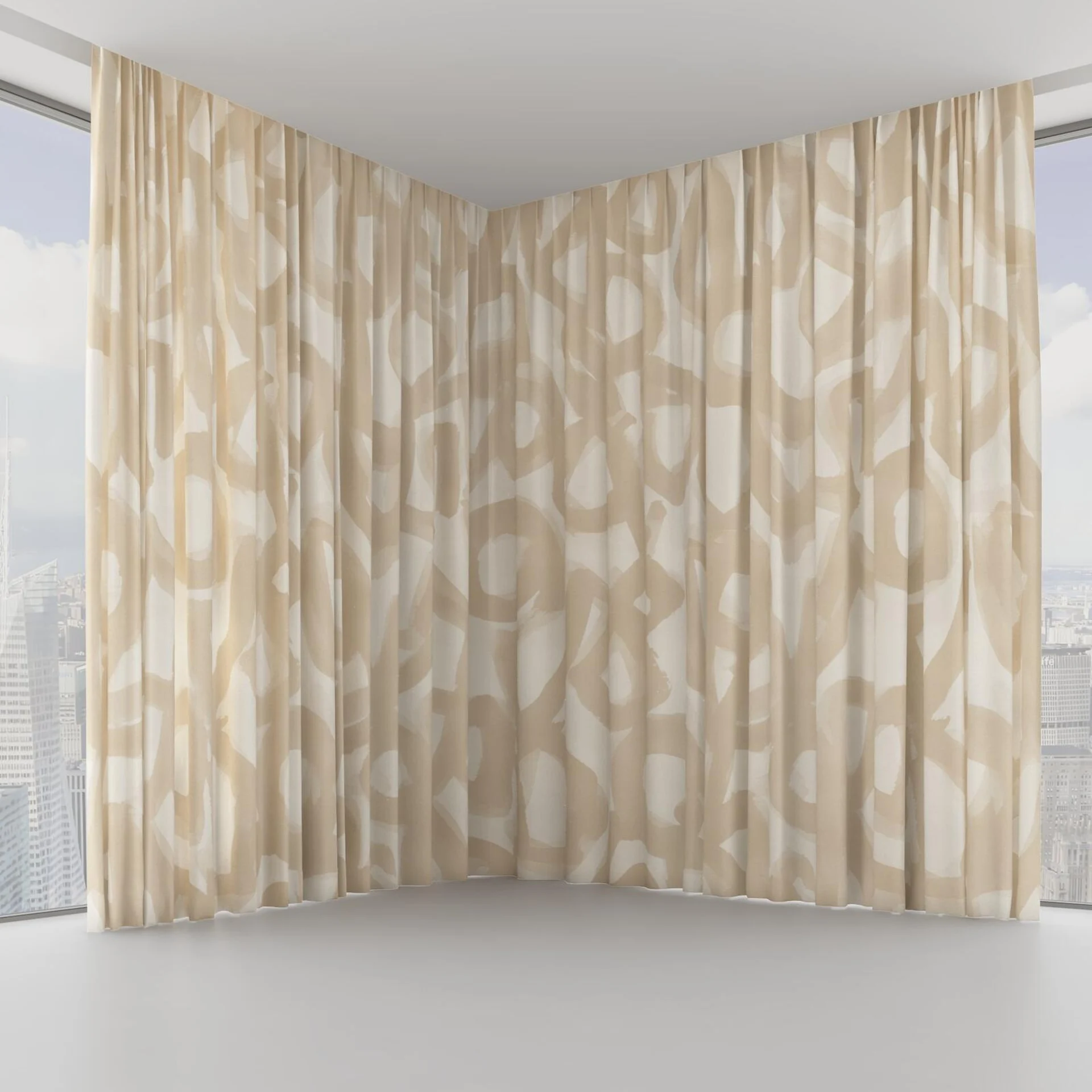 Front view of Abstraction Calico, on hidden rail