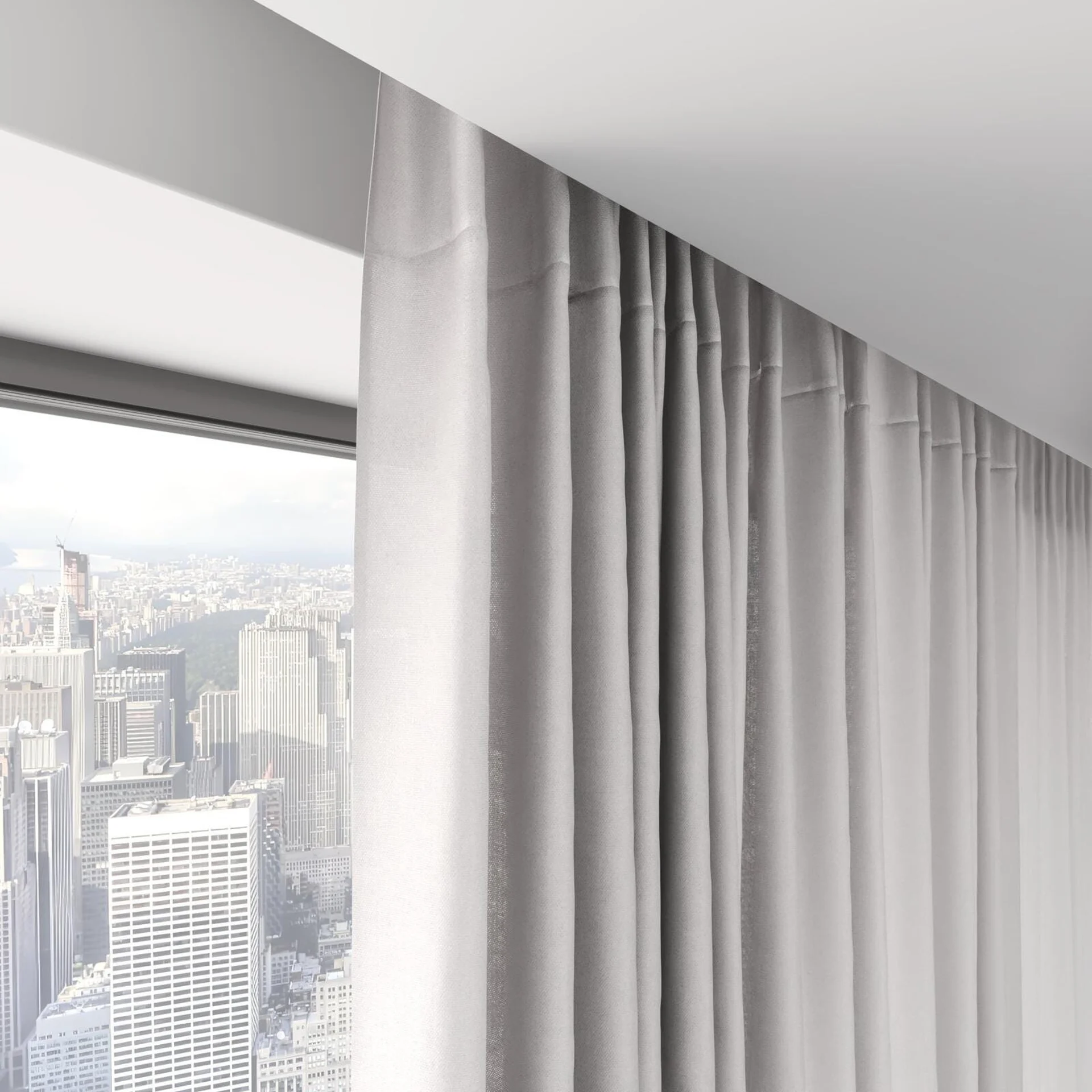 Top view of Linen Crystal, on hidden rail