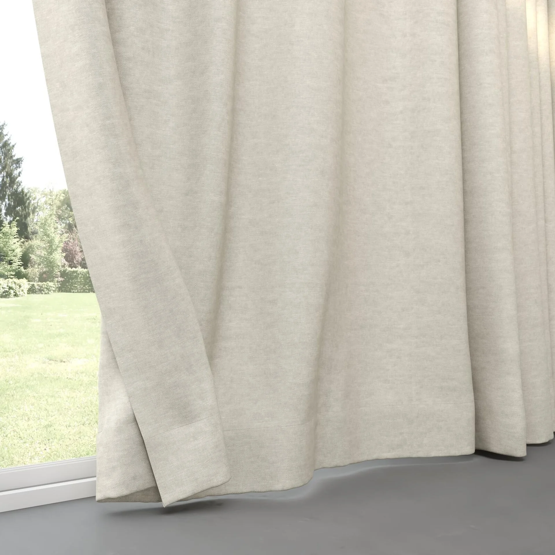 Bottom view of Colourwash Flax, pinch pleat